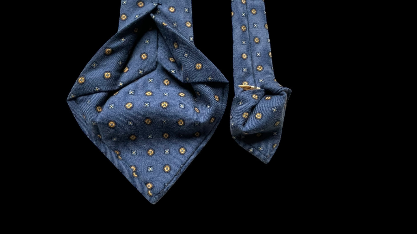 KITON Vintage 7-Fold Blue Dots Cashmere Tie(11 cm by 156 cm) Longer length
