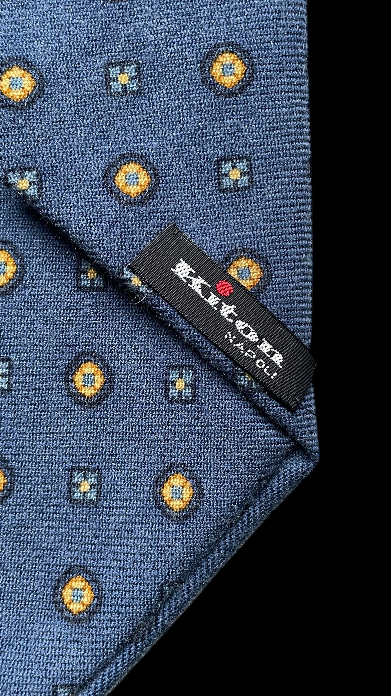 KITON Vintage 7-Fold Blue Dots Cashmere Tie(11 cm by 156 cm) Longer length