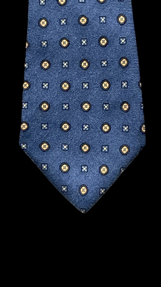 KITON Vintage 7-Fold Blue Dots Cashmere Tie(11 cm by 156 cm) Longer length