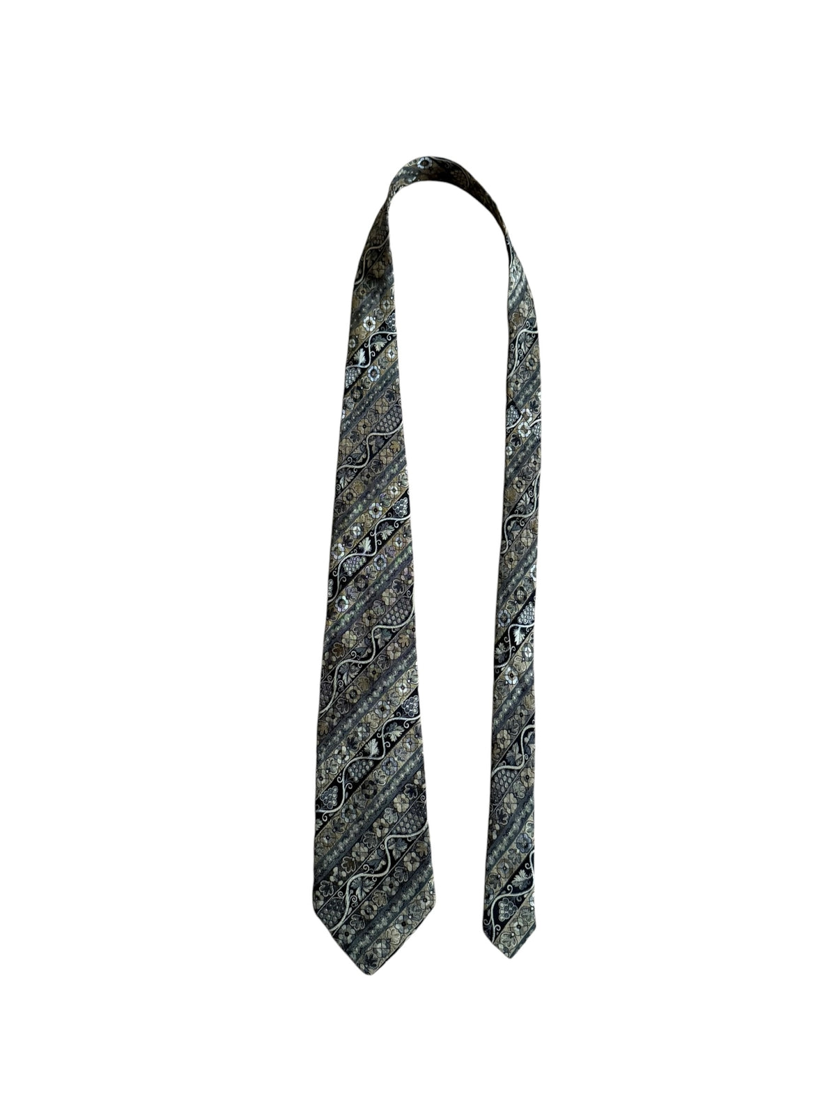 AVANT PREMIERE vintage metallic golden floral silk tie.
