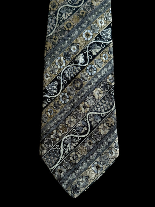 AVANT PREMIERE vintage metallic golden floral silk tie.