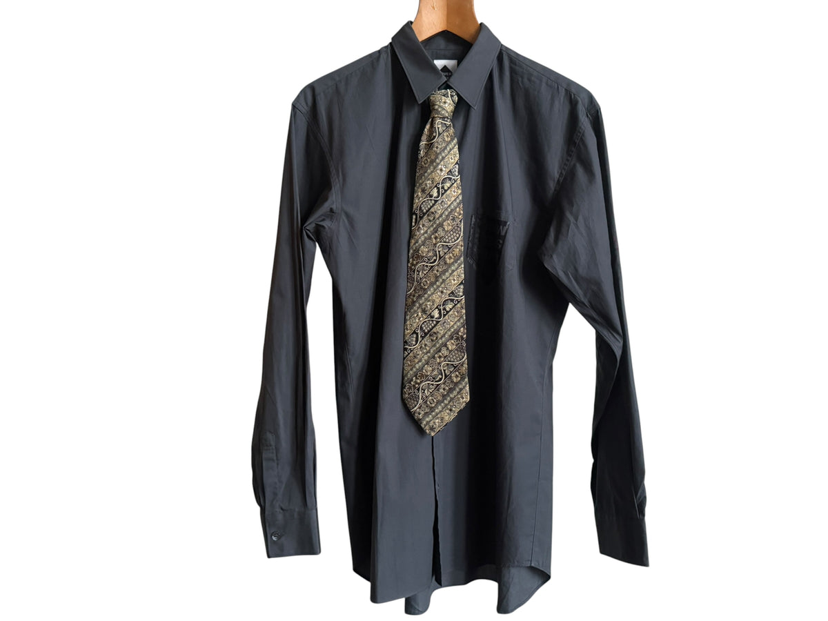 AVANT PREMIERE vintage metallic golden floral silk tie.