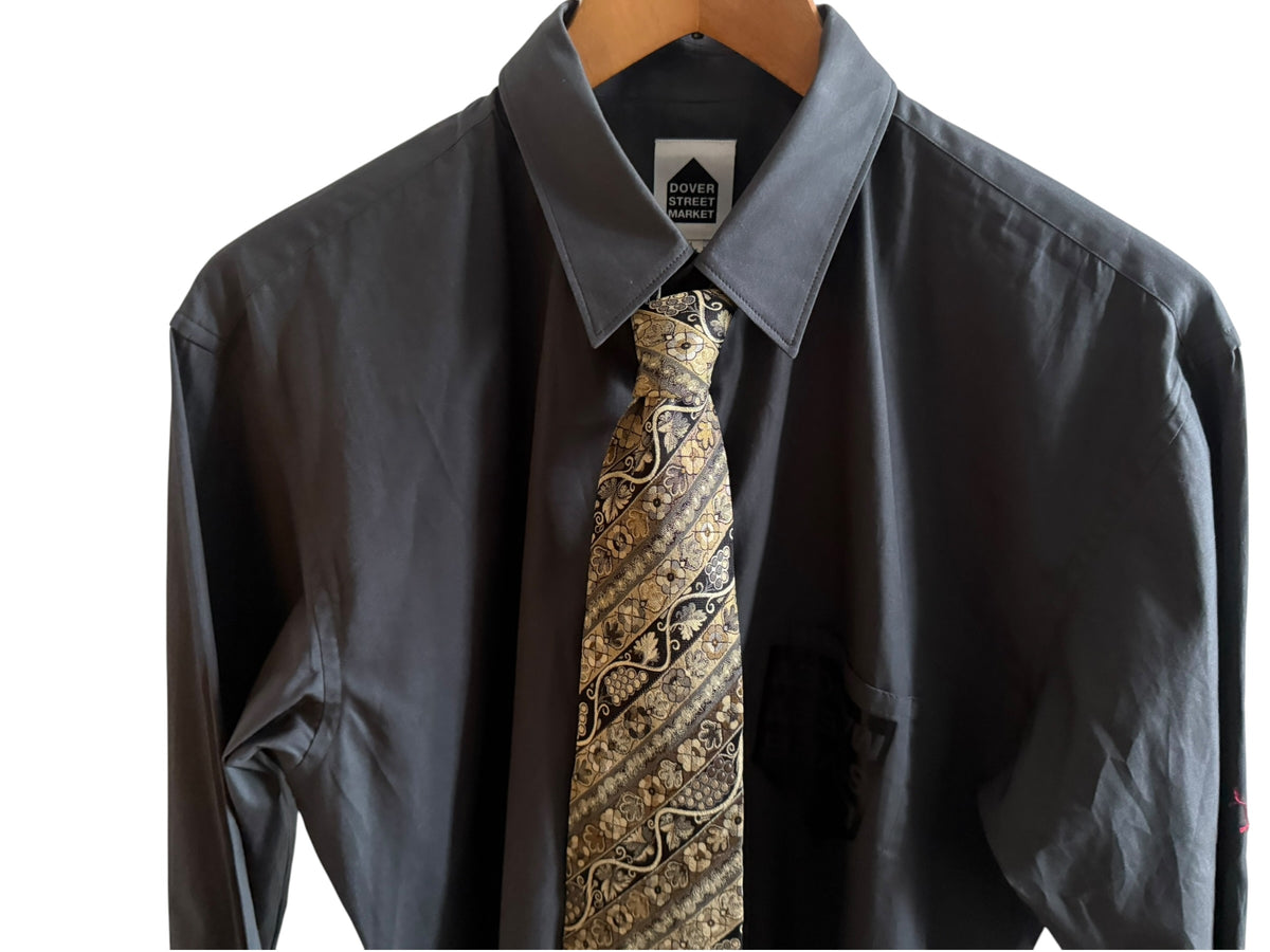 AVANT PREMIERE vintage metallic golden floral silk tie.