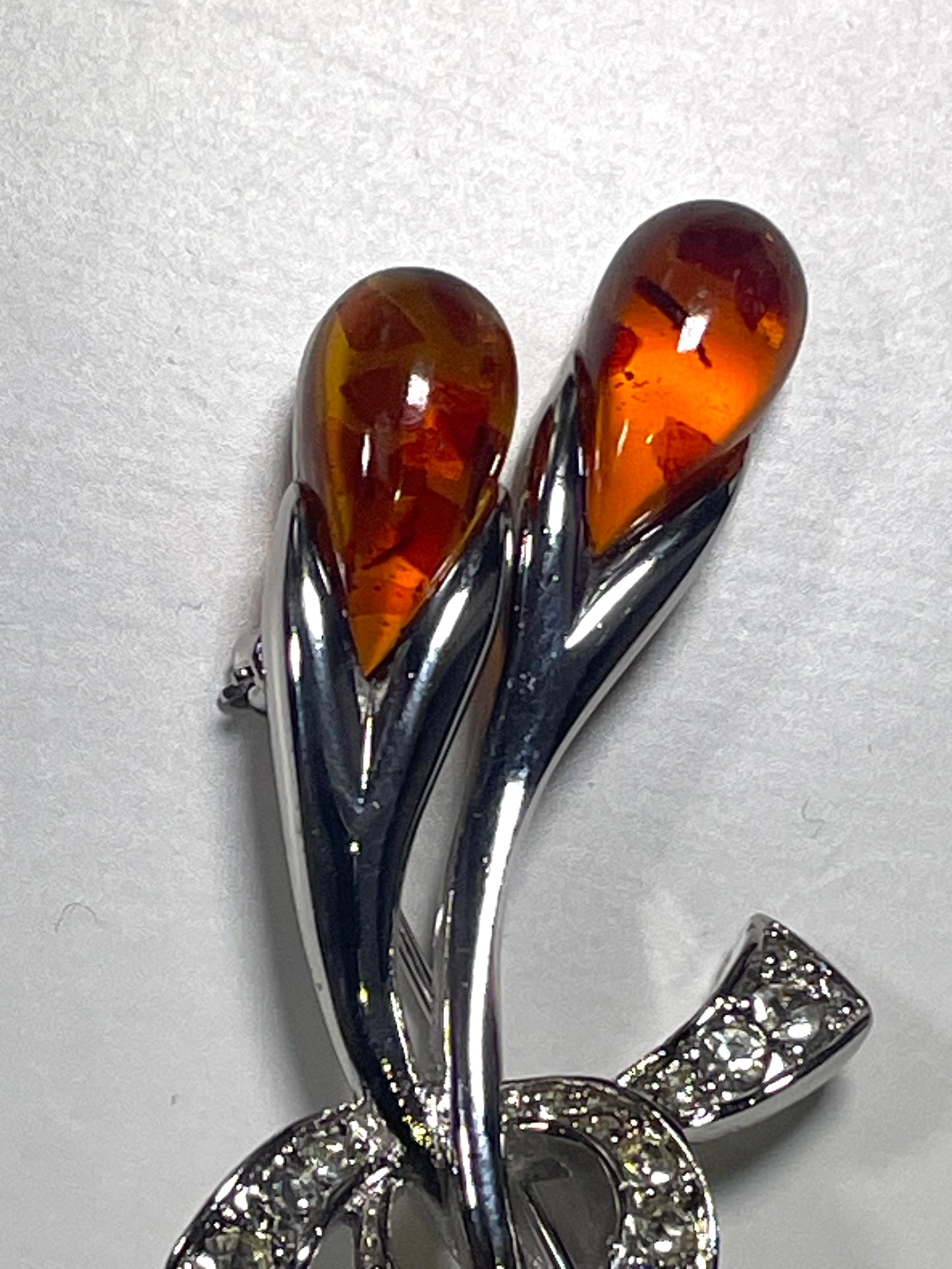 NINA RICCI Vintage Silver Floral Brooch.