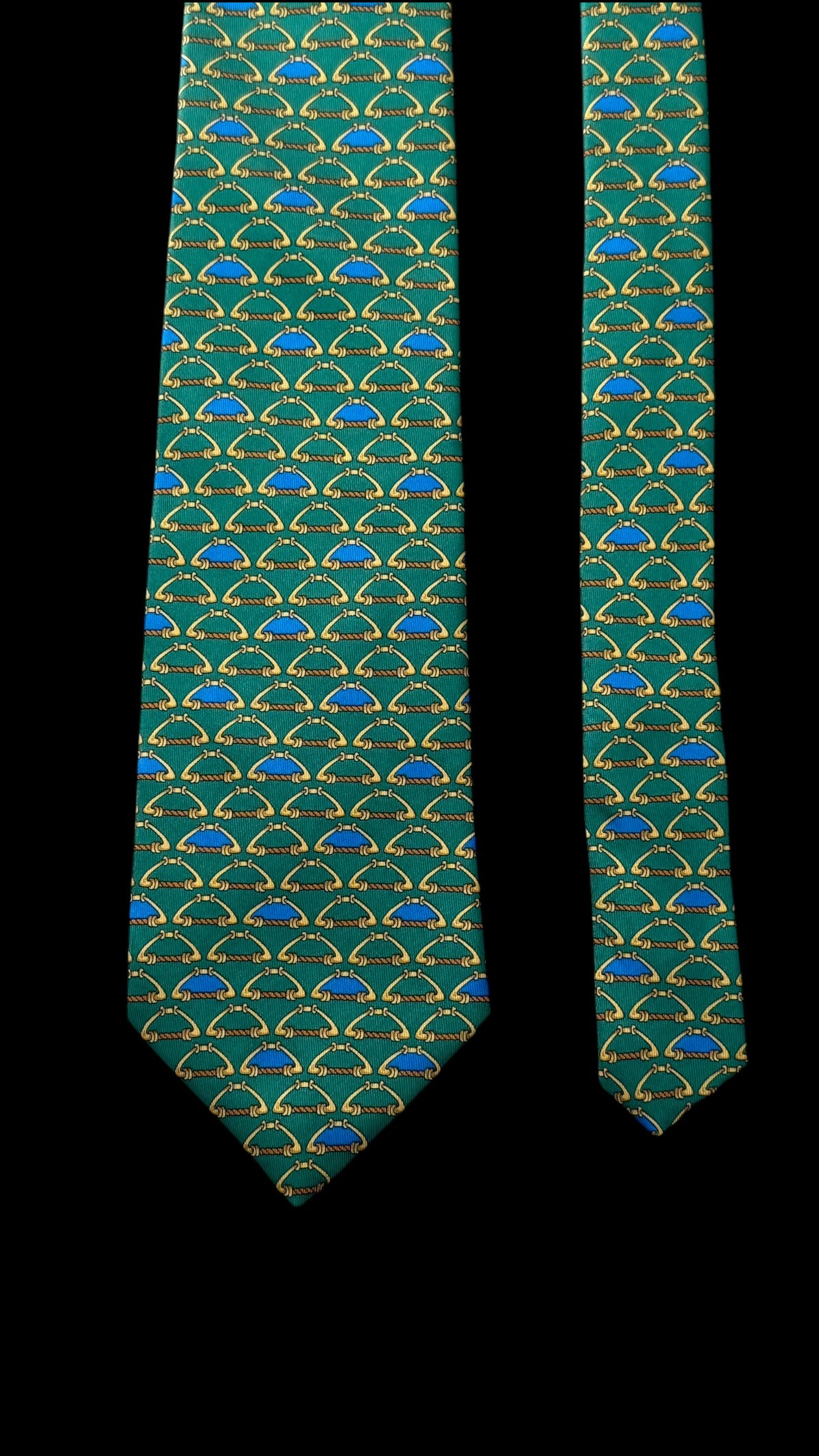 SIMPSON Piccadilly vintage green Equestrian silk tie.