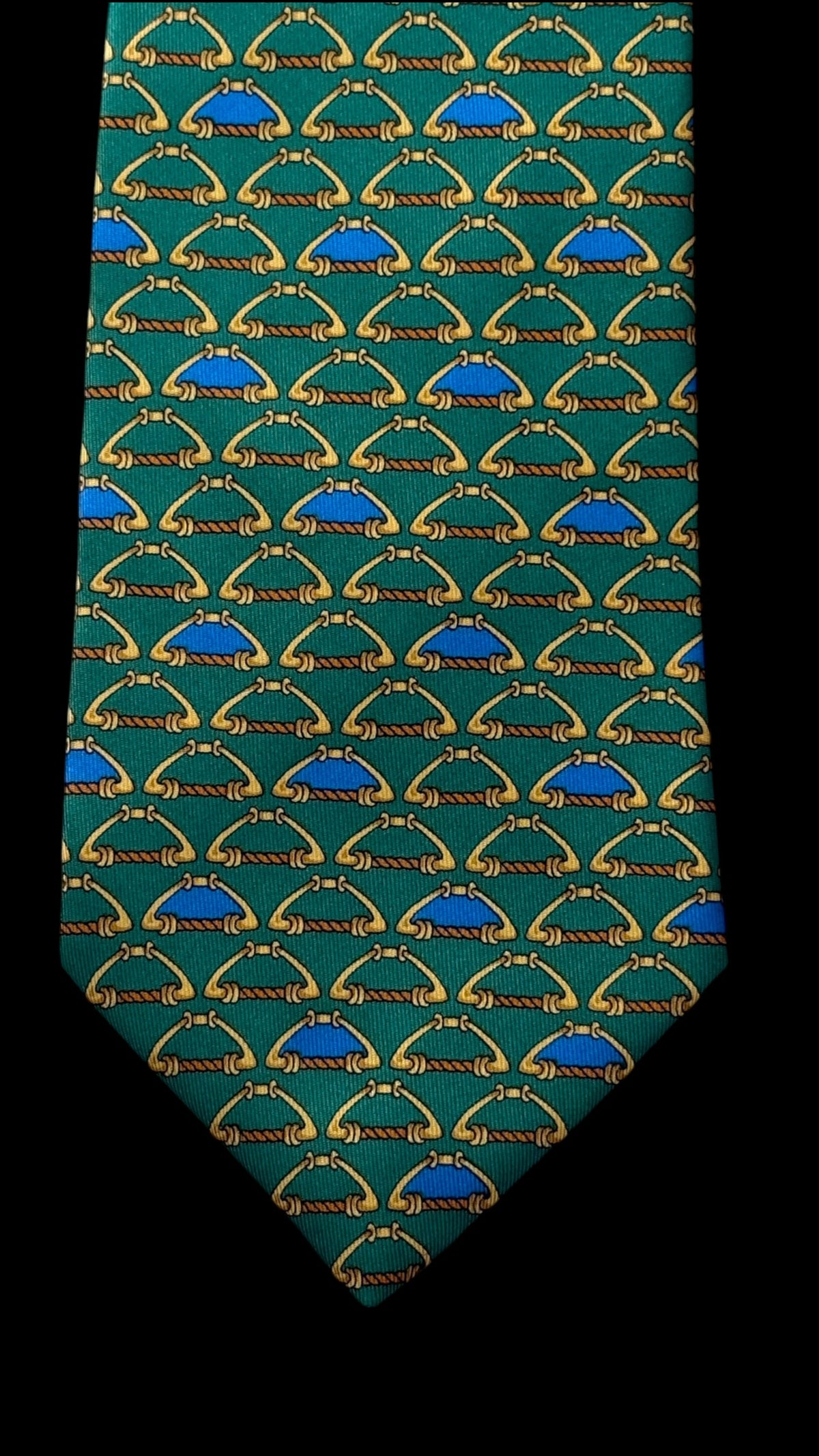 SIMPSON Piccadilly vintage green Equestrian silk tie.
