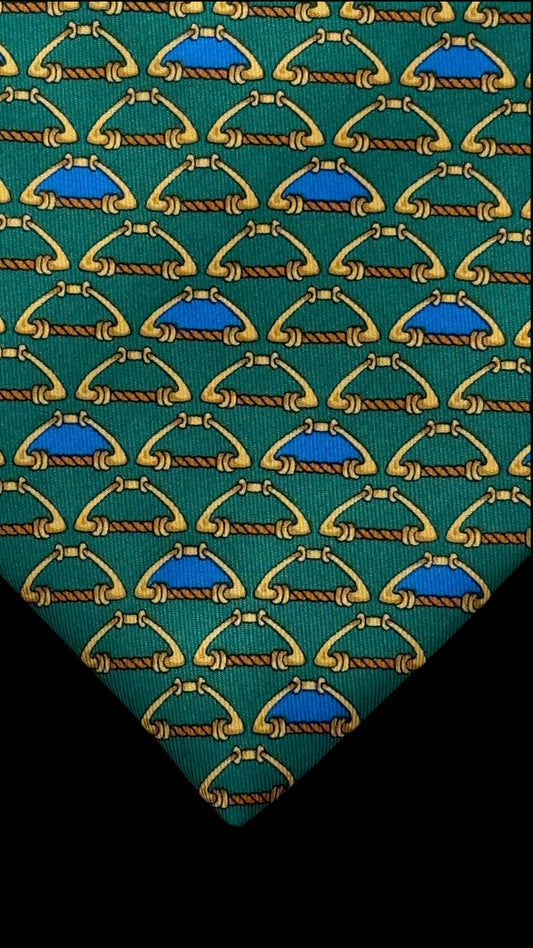 SIMPSON Piccadilly vintage green Equestrian silk tie.