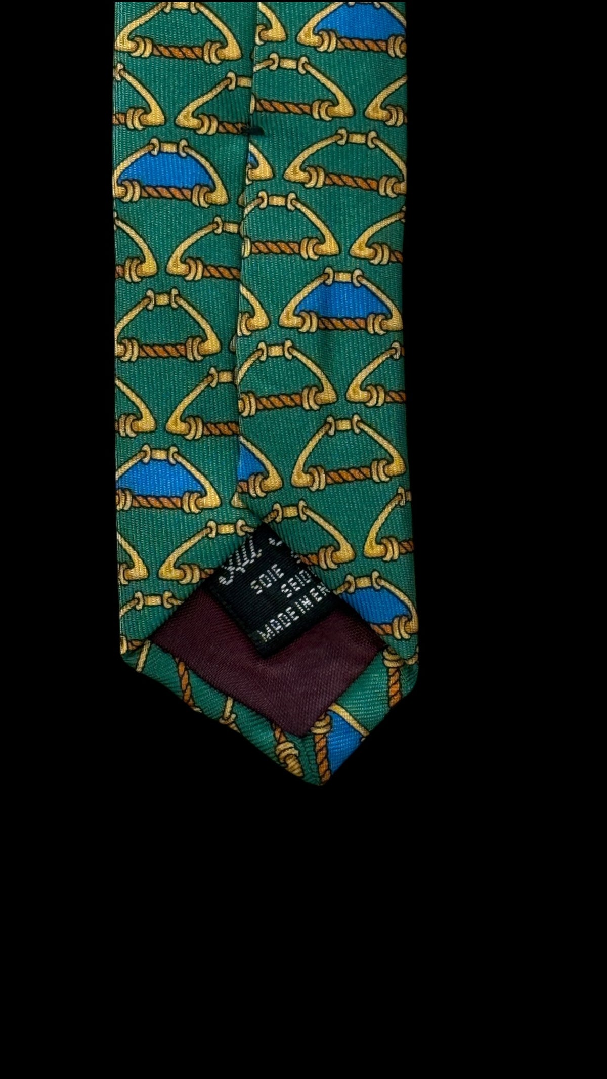 SIMPSON Piccadilly vintage green Equestrian silk tie.