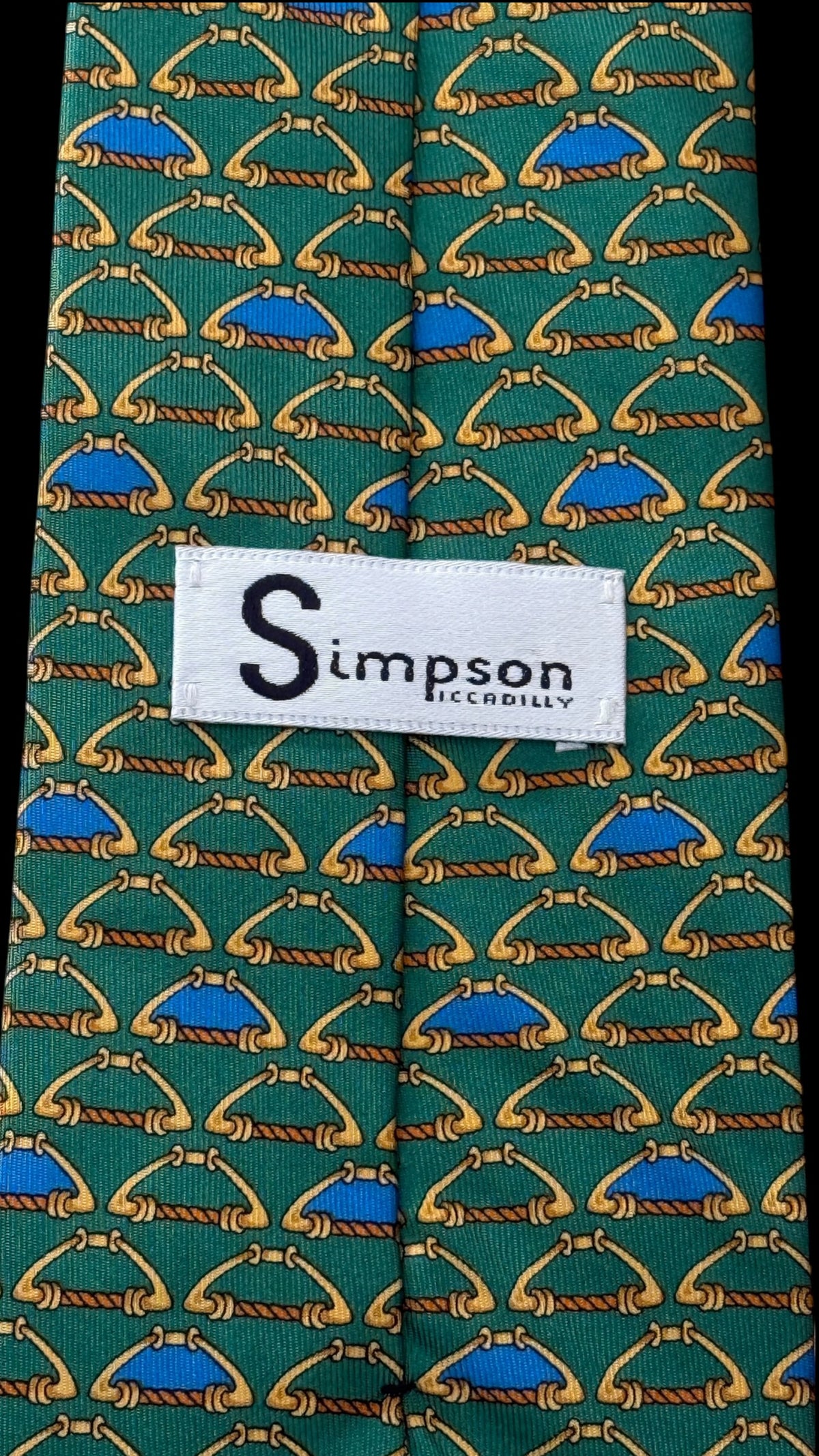 SIMPSON Piccadilly vintage green Equestrian silk tie.