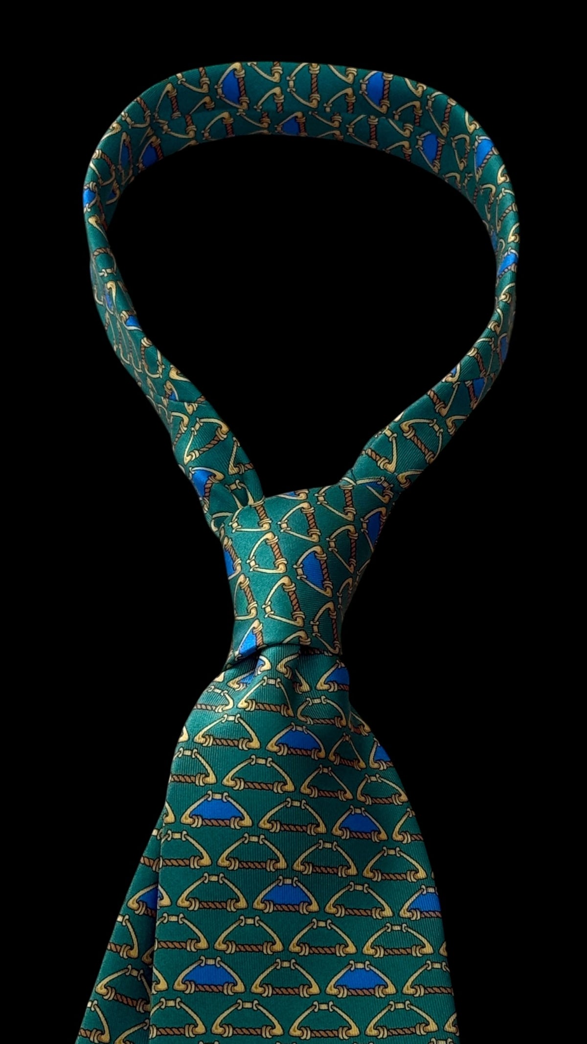 SIMPSON Piccadilly vintage green Equestrian silk tie.