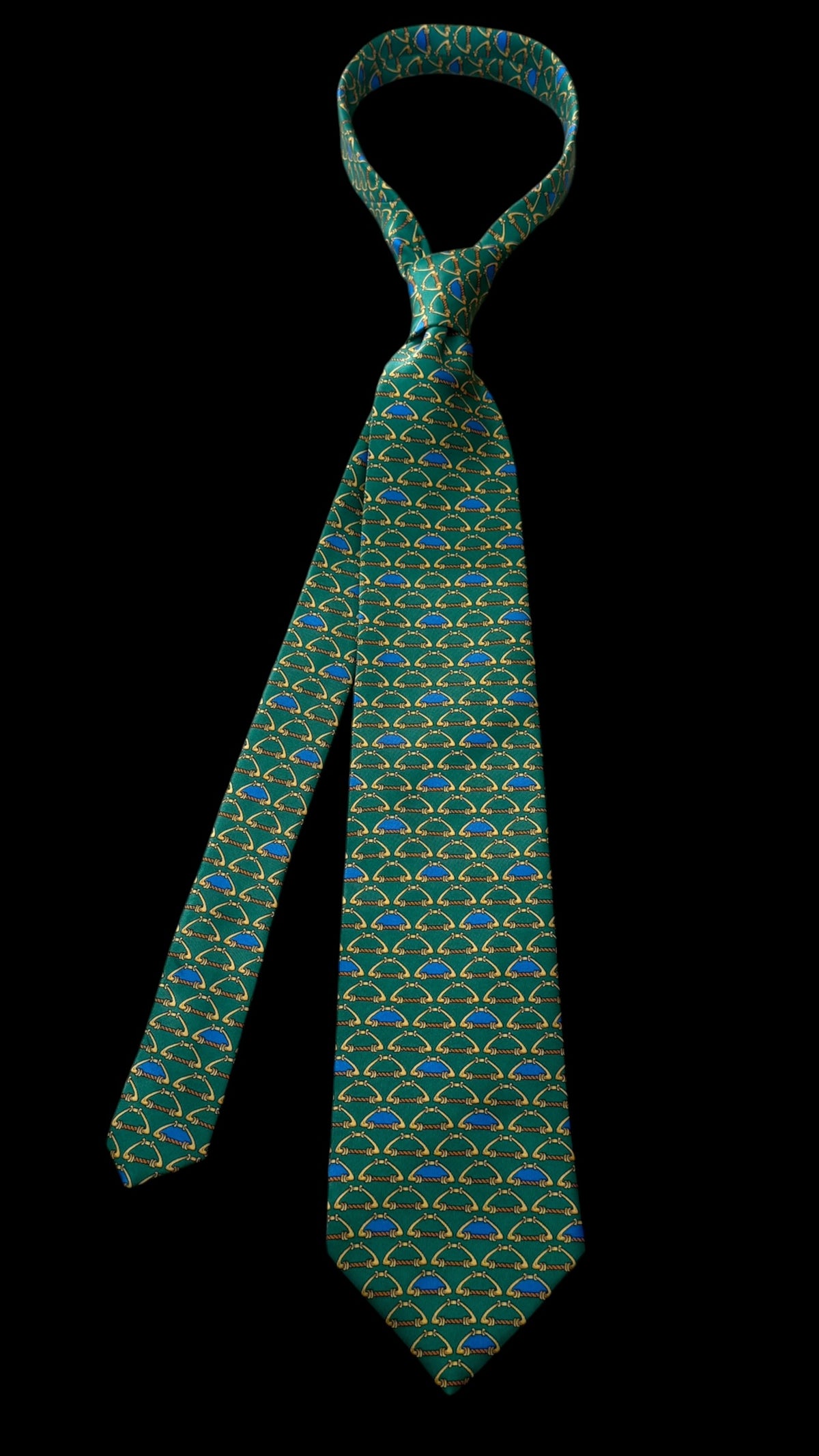 SIMPSON Piccadilly vintage green Equestrian silk tie.