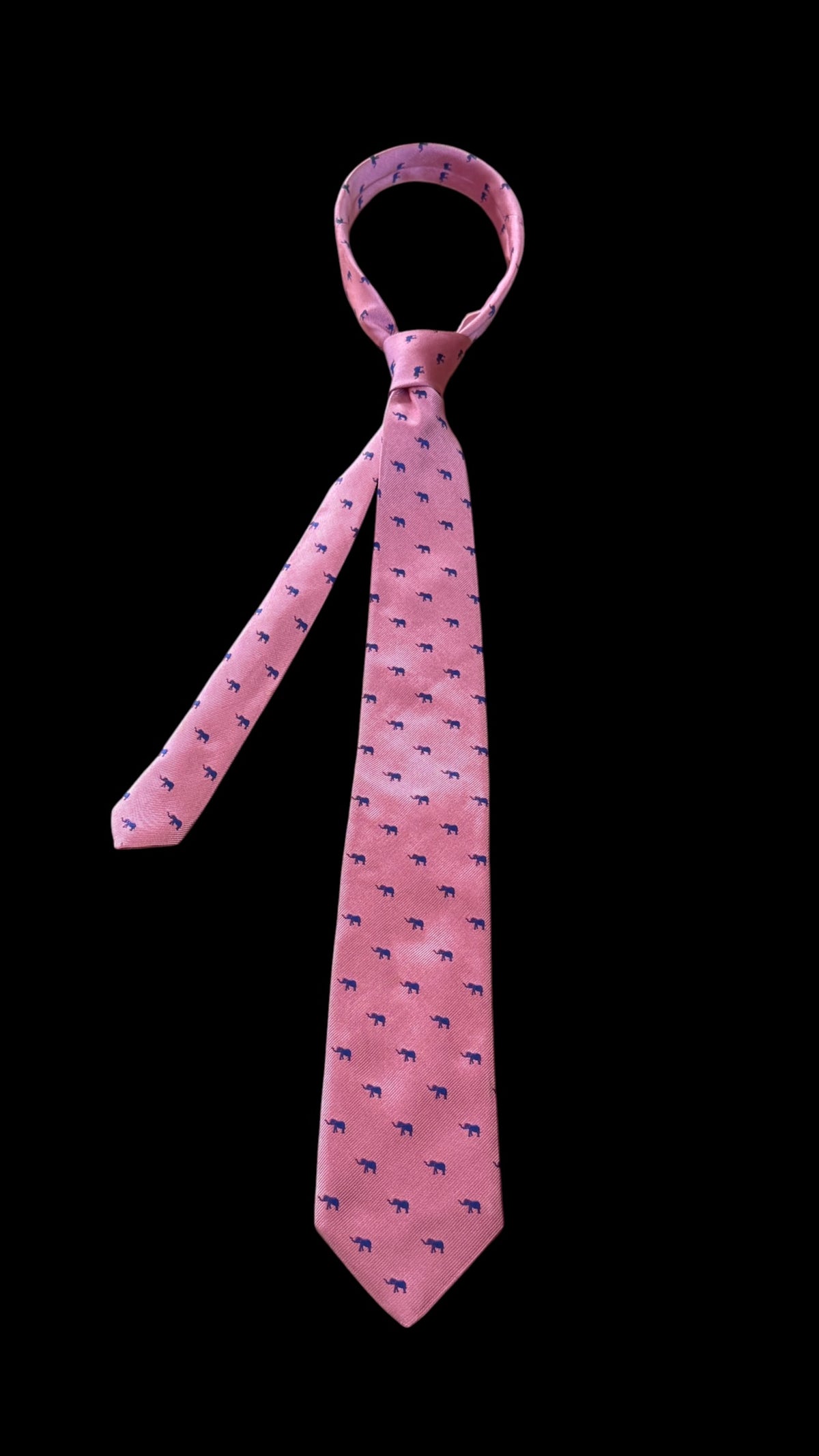 DAVIES & SON pink elephants silk tie