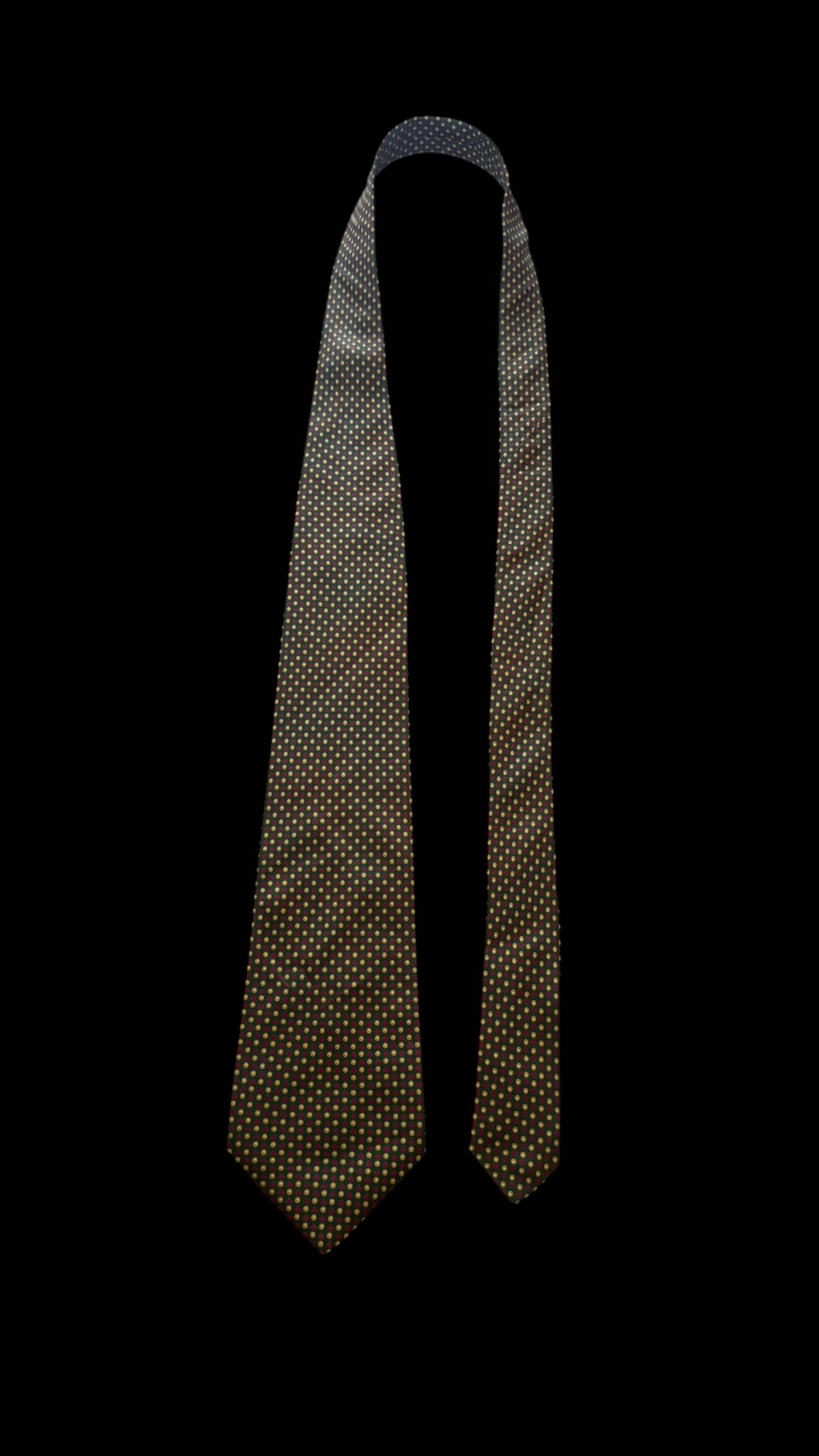 ETRO vintage dark green geometric dots silk tie.