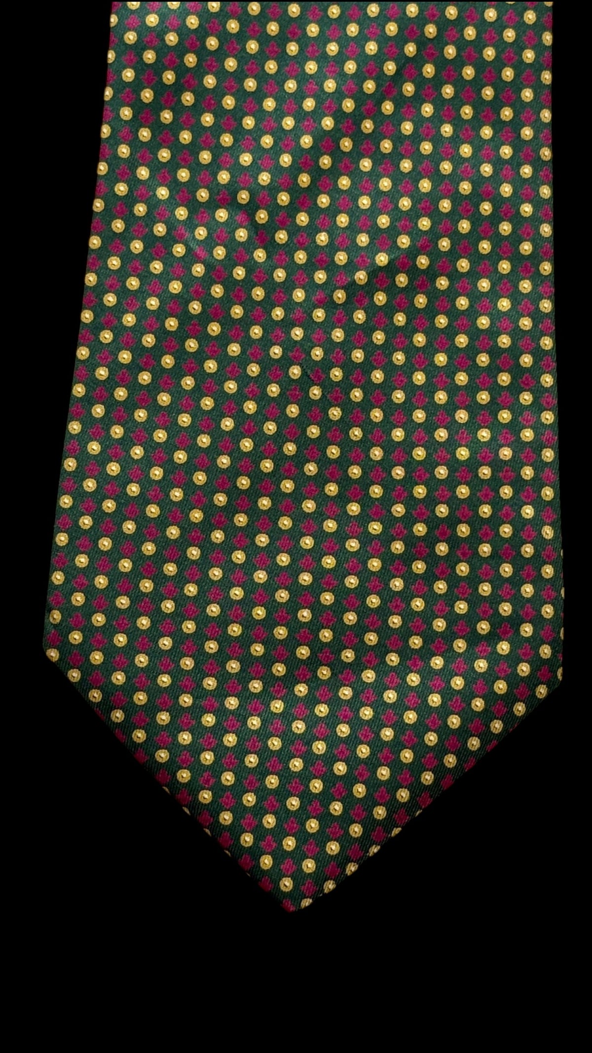 ETRO vintage dark green geometric dots silk tie.