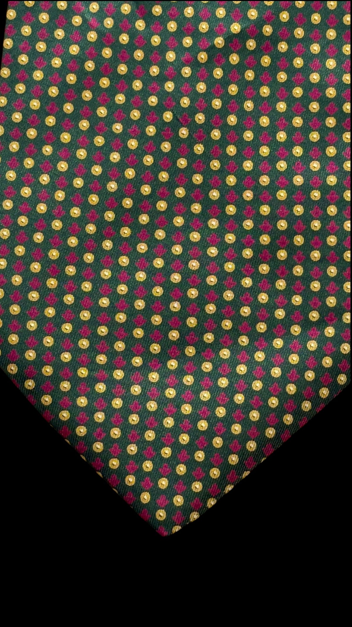 ETRO vintage dark green geometric dots silk tie.