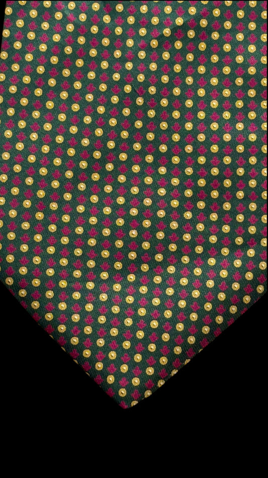 ETRO vintage dark green geometric dots silk tie.