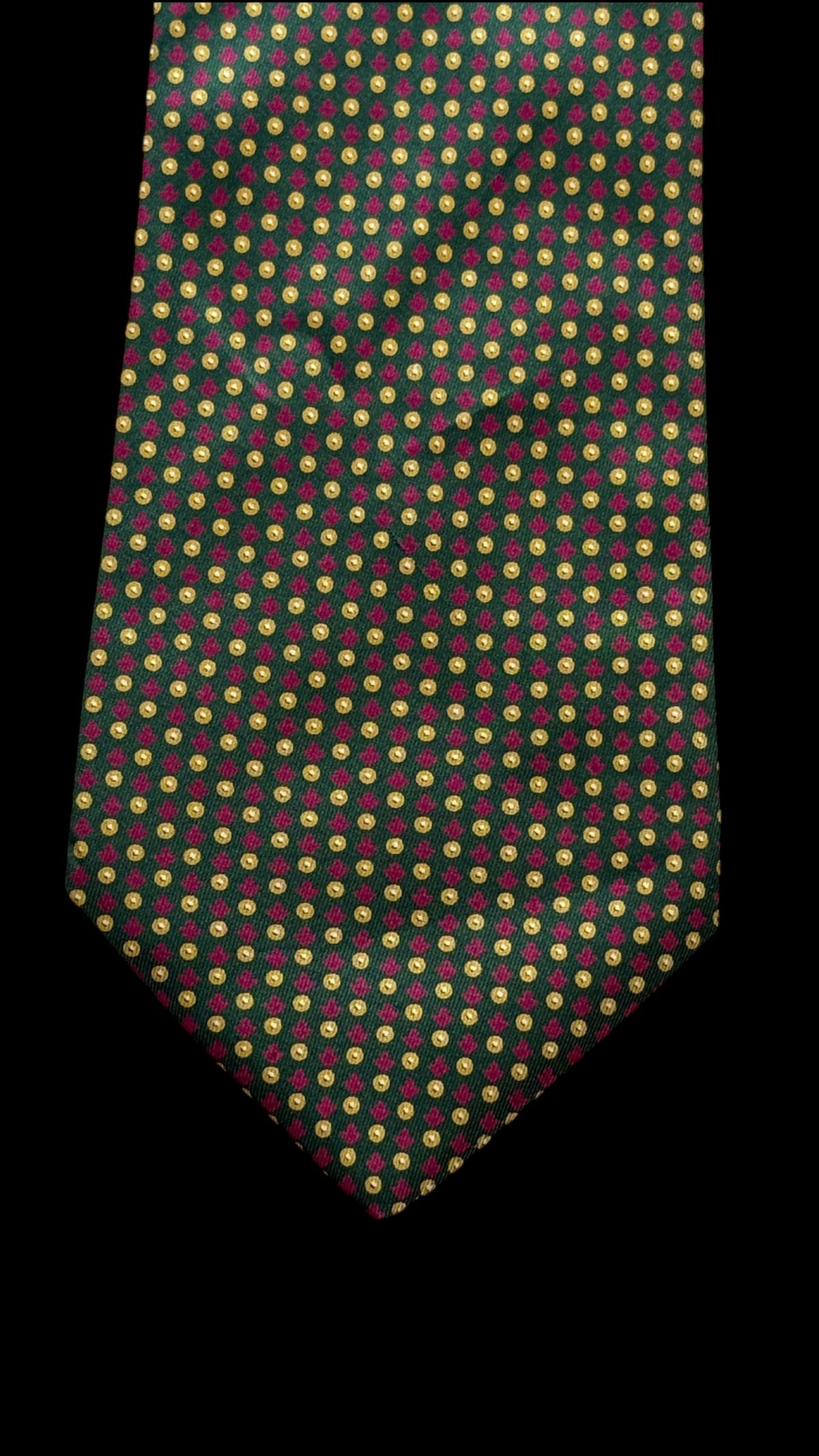 ETRO vintage dark green geometric dots silk tie.