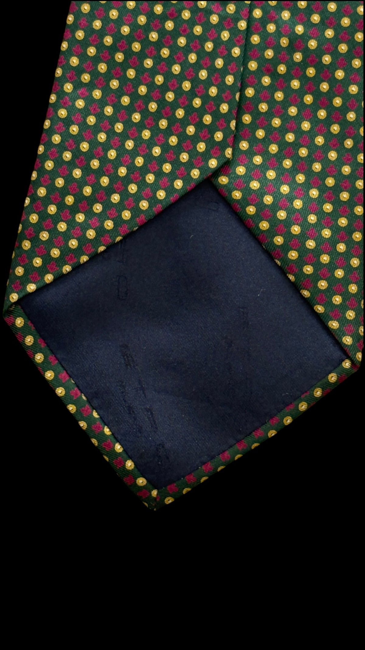 ETRO vintage dark green geometric dots silk tie.