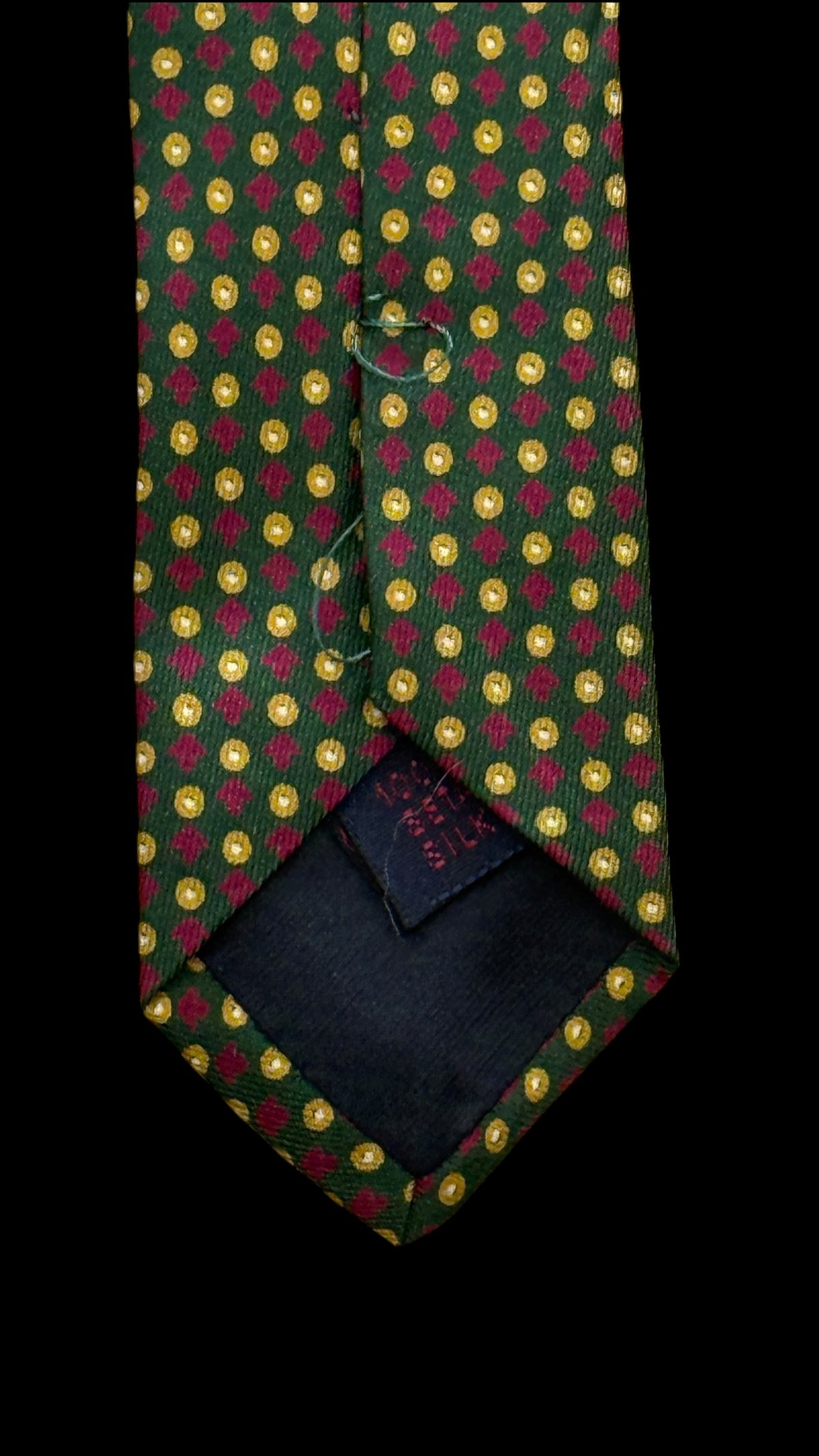 ETRO vintage dark green geometric dots silk tie.