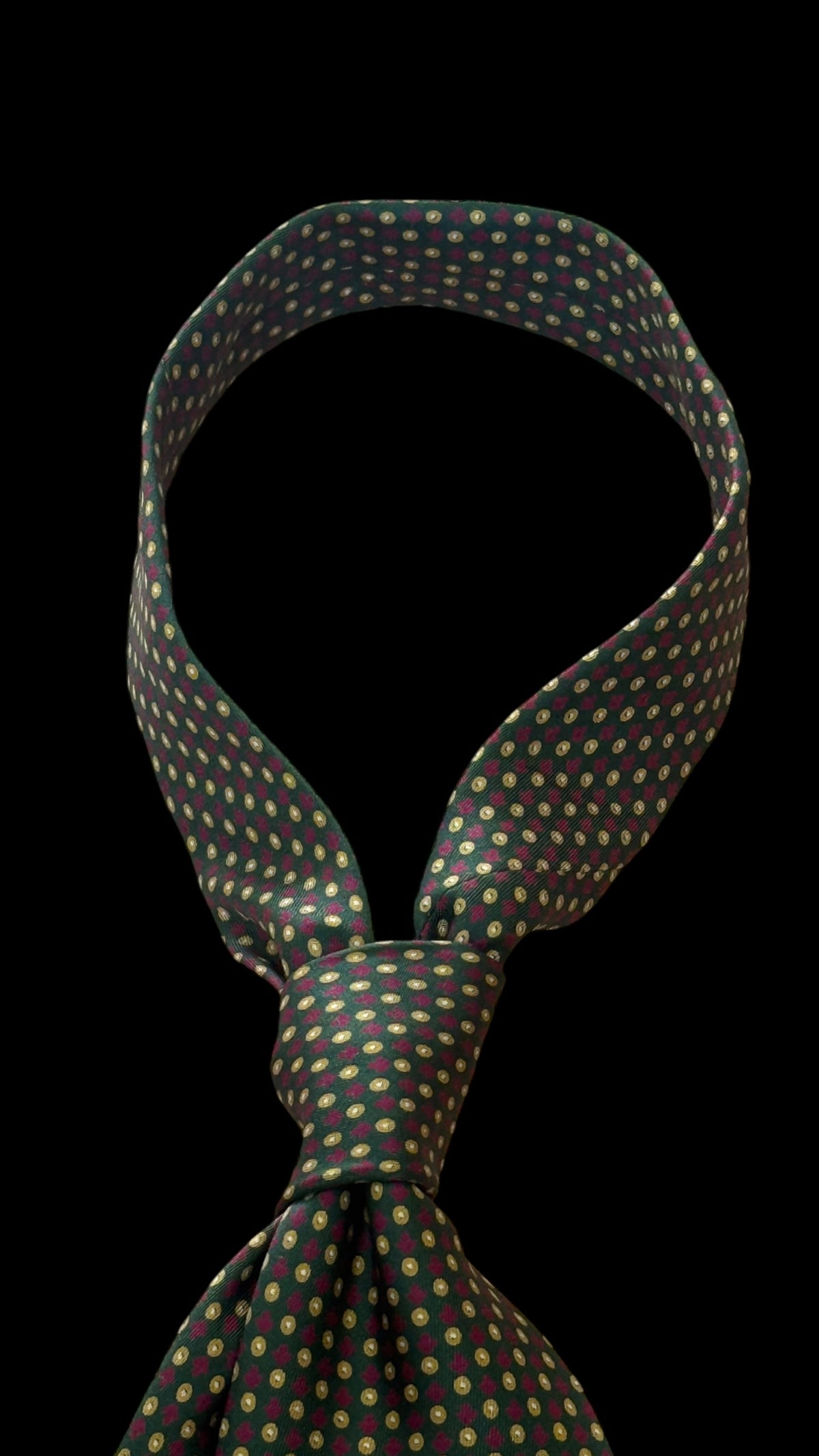 ETRO vintage dark green geometric dots silk tie.