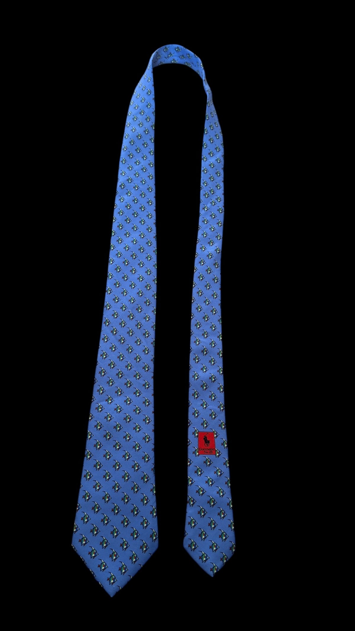 POLO (RL) bright blue fishes silk tie