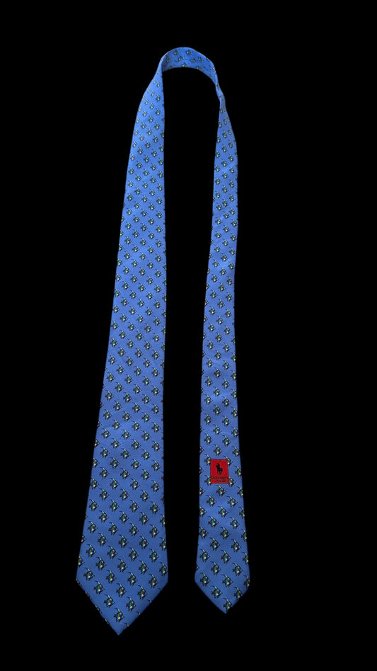 POLO (RL) bright blue fishes silk tie