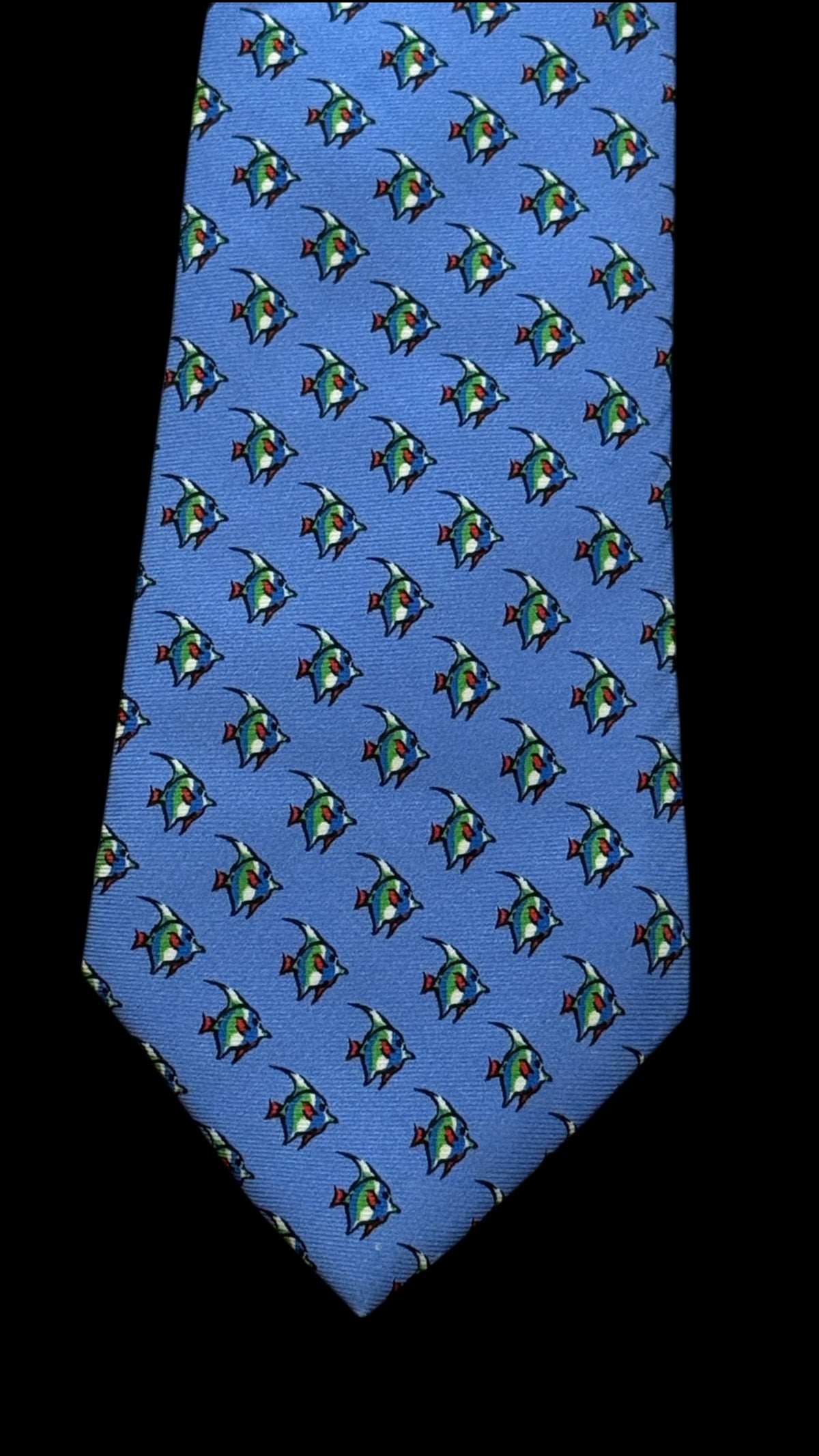 POLO (RL) bright blue fishes silk tie
