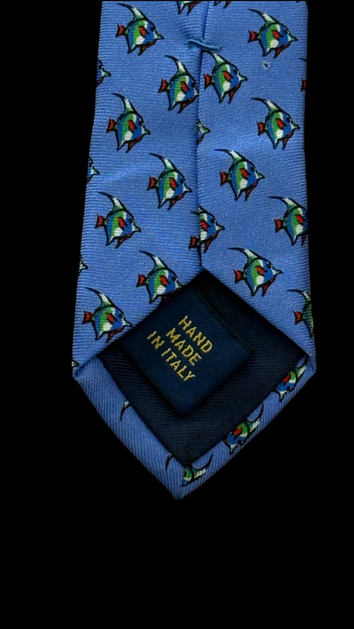 POLO (RL) bright blue fishes silk tie