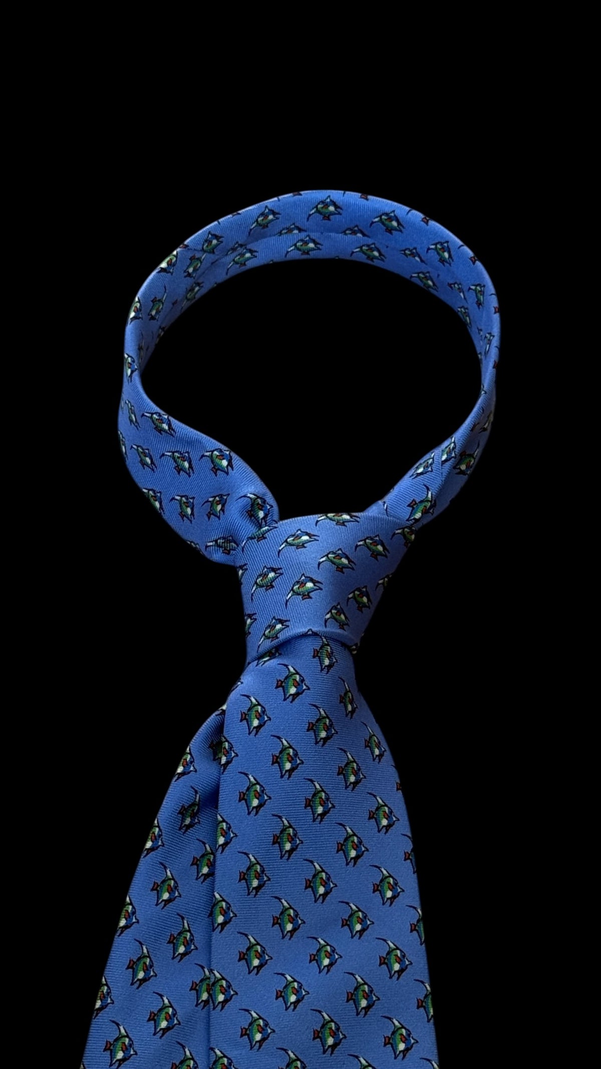 POLO (RL) bright blue fishes silk tie