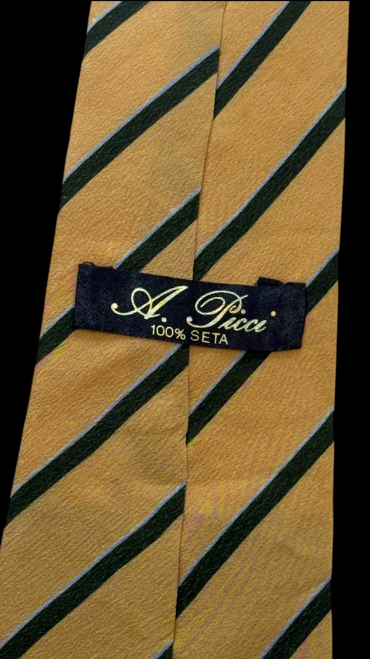 A PICCI vintage butter colour stripes crepe silk tie.