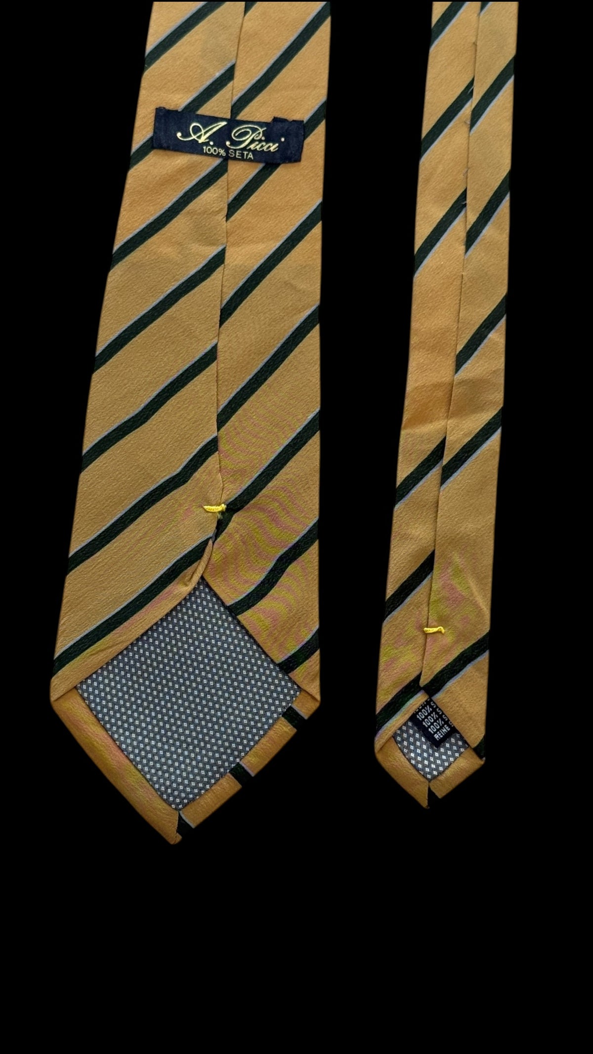 A PICCI vintage butter colour stripes crepe silk tie.