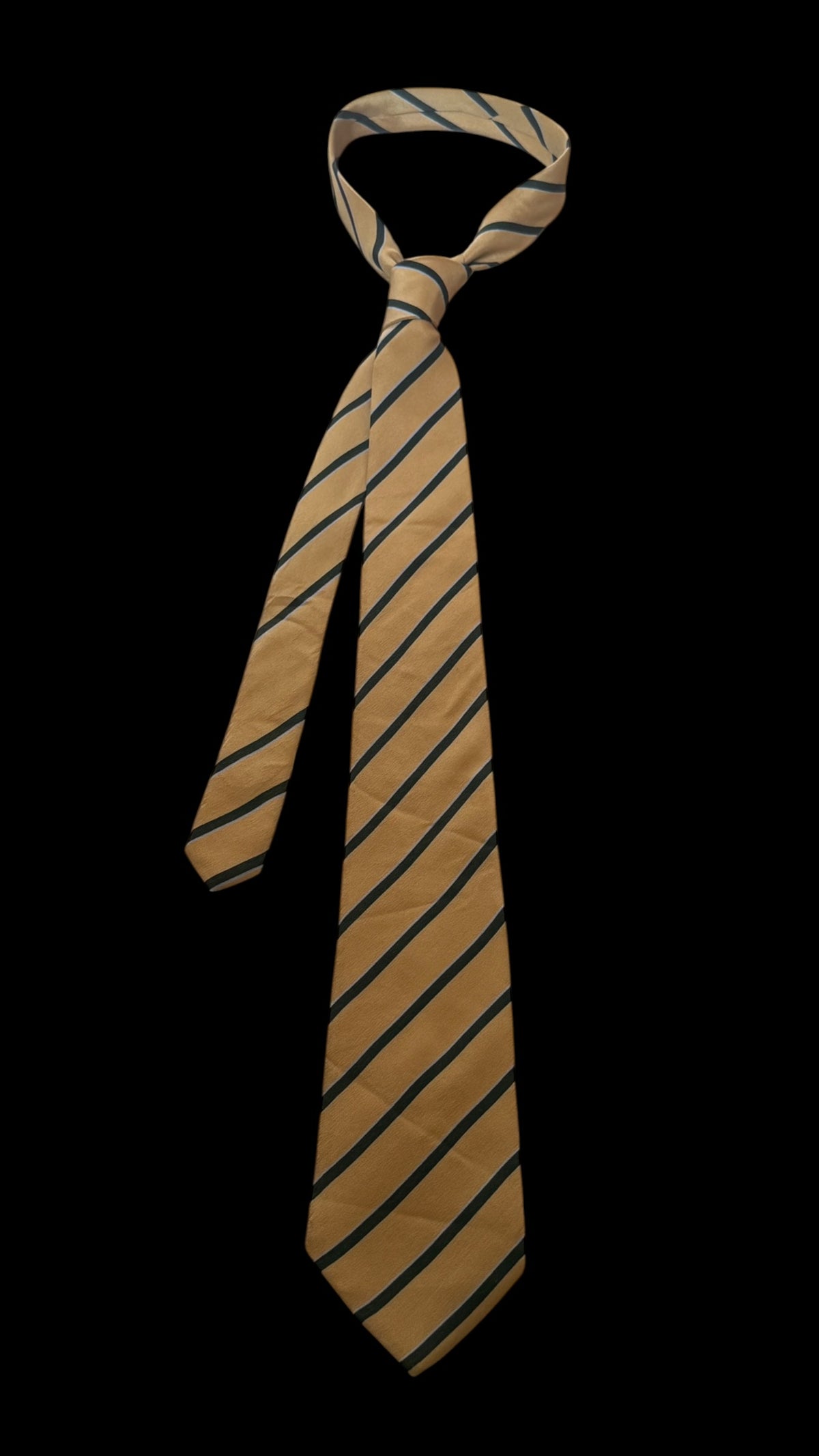 A PICCI vintage butter colour stripes crepe silk tie.