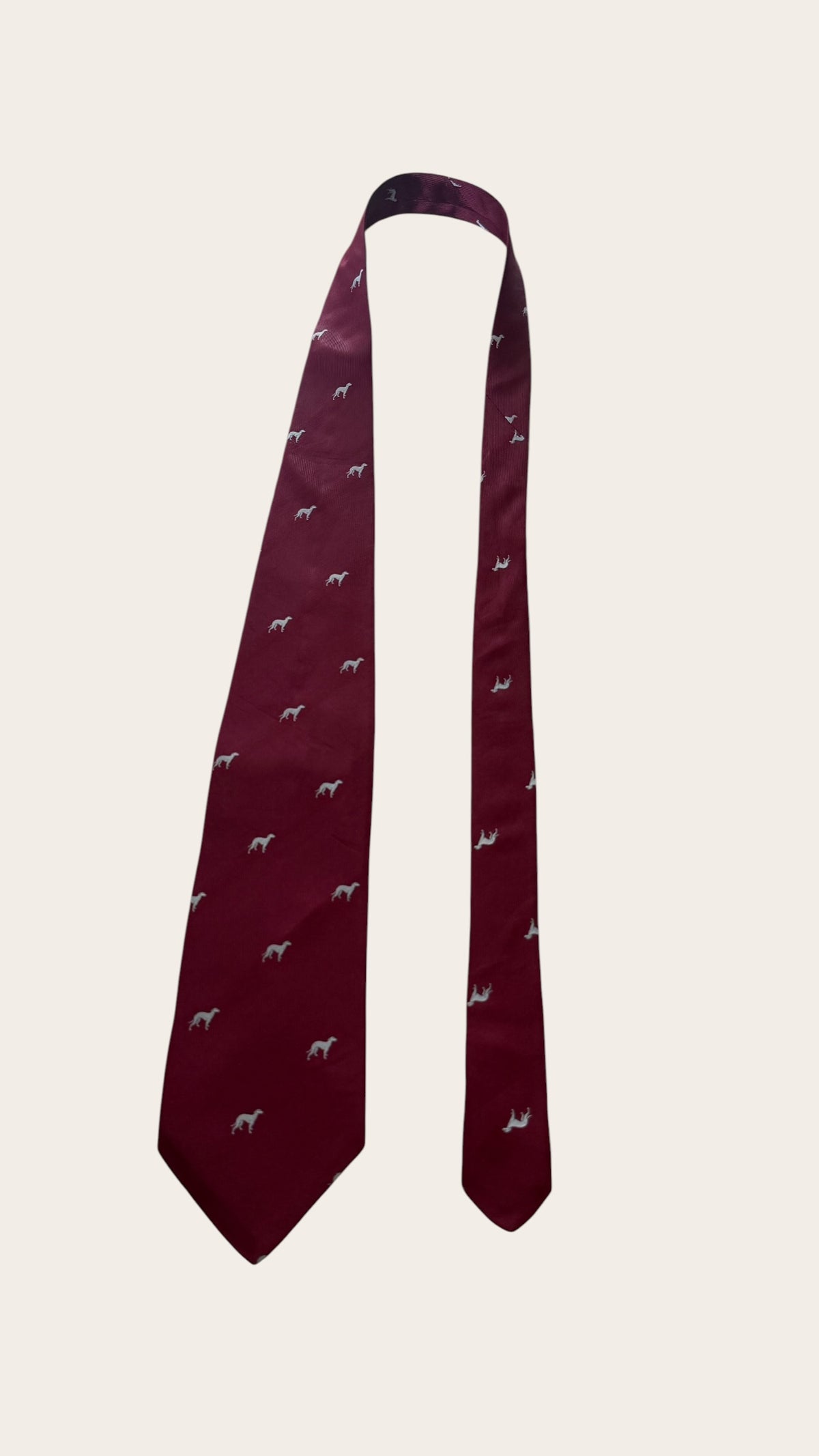 EMMANUELLE KHANH vintage burgundy dogs silk tie.