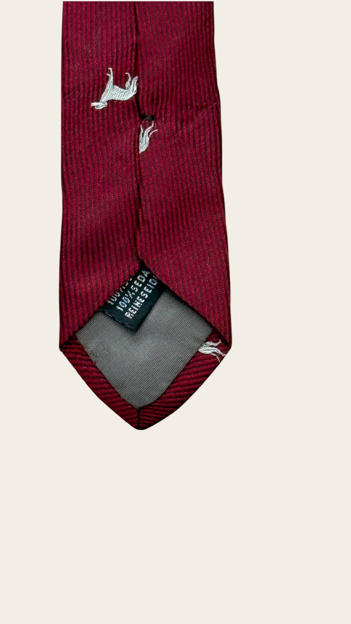 EMMANUELLE KHANH vintage burgundy dogs silk tie.