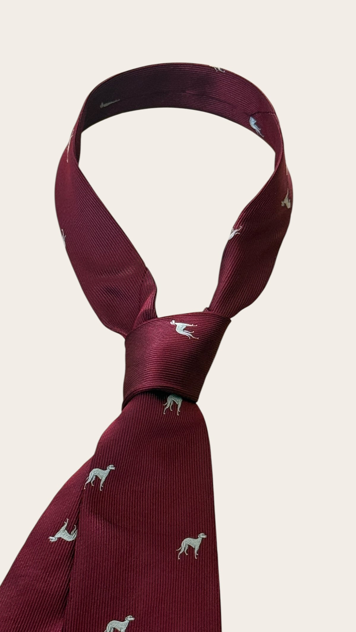 EMMANUELLE KHANH vintage burgundy dogs silk tie.