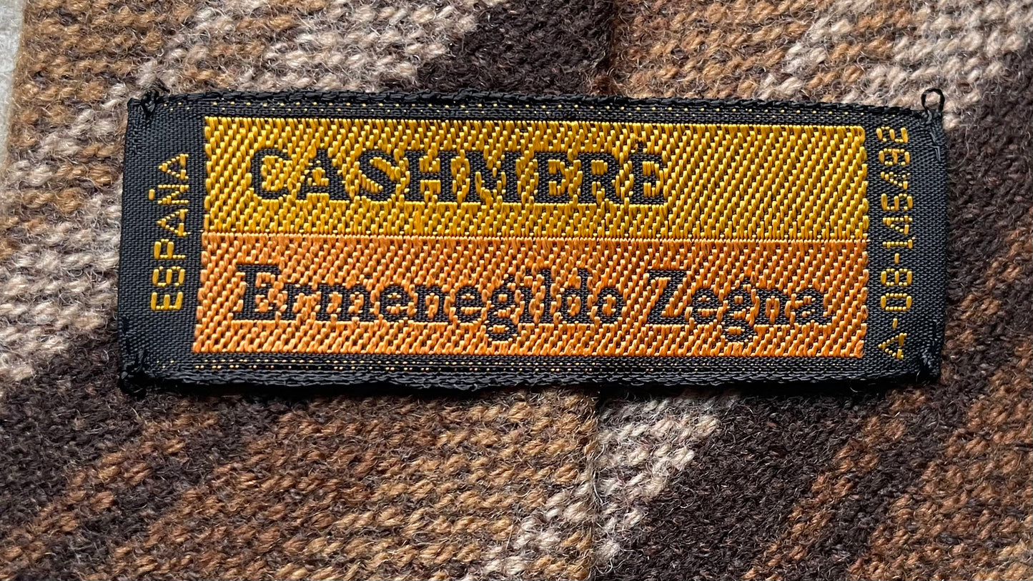 ERMENEGILDO ZEGNA Vintage Dark Brown Stripes Cashmere Tie(10.2 cm by 142 cm)