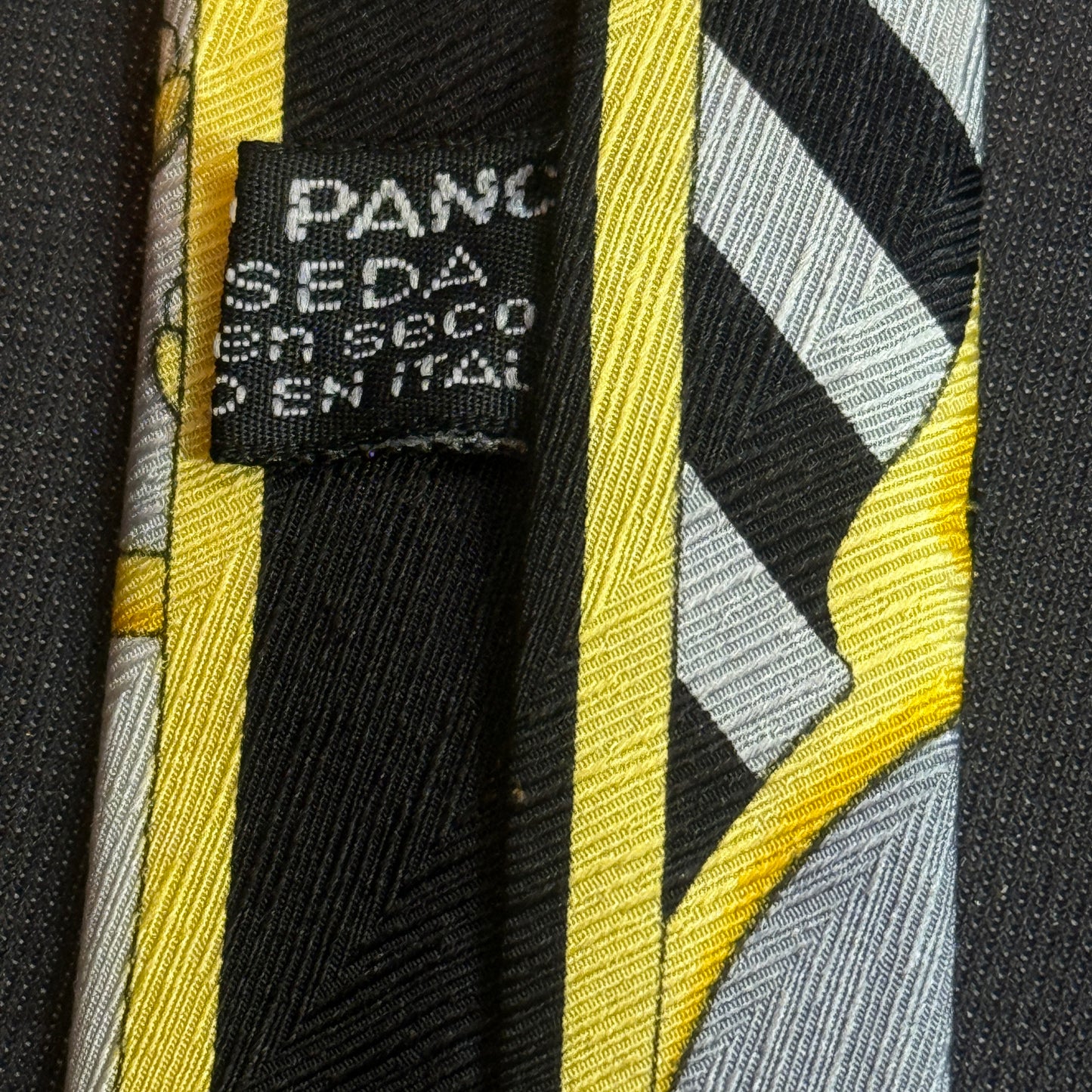 Vintage Silver Novelty Crepe Silk Jacquard Tie By VITALIANO PANCALDI (9.7 cm by 150.5 cm)