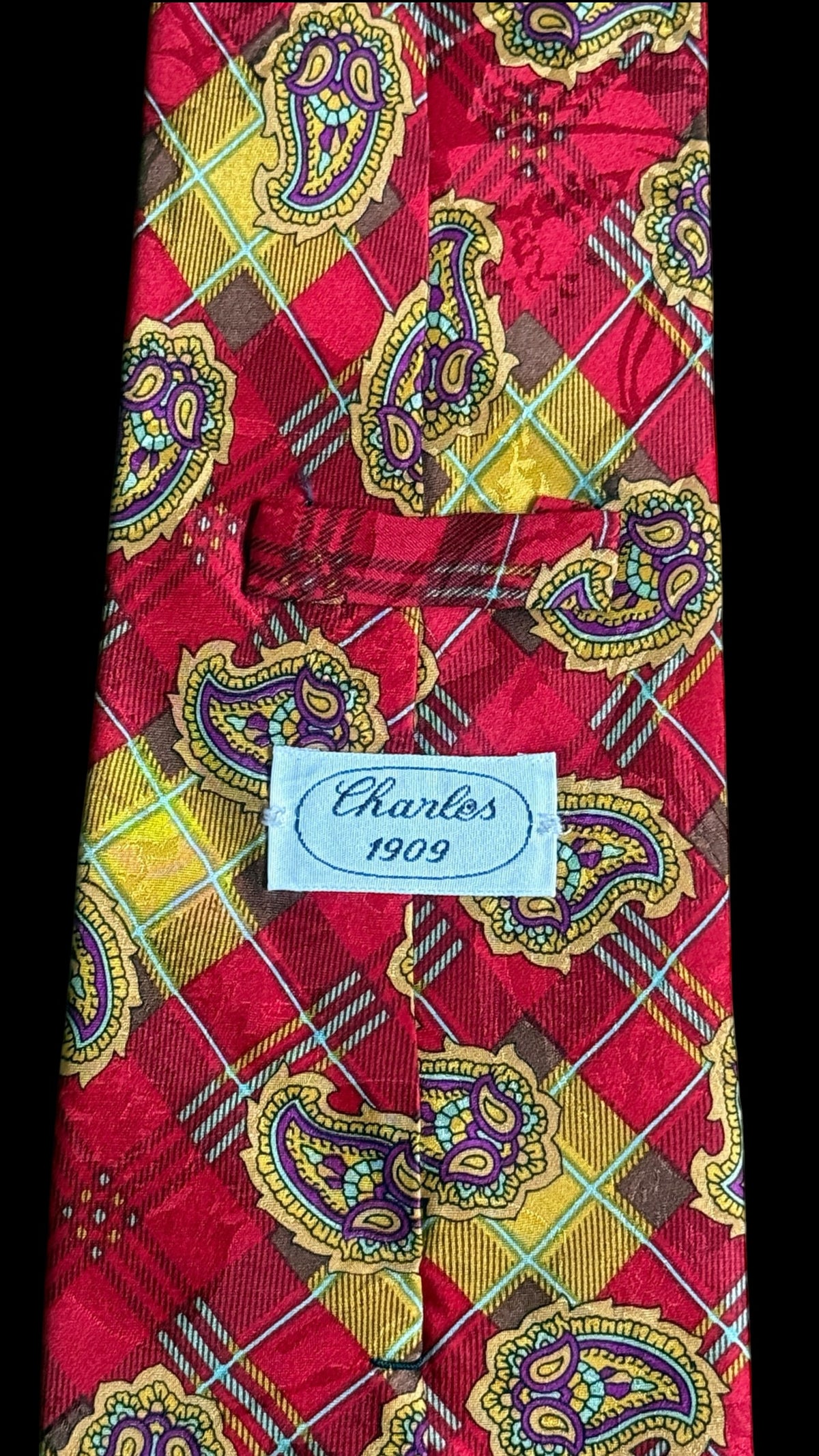 CHARLES 1909 Vintage Printed Crepe Silk Jacquard Tie.