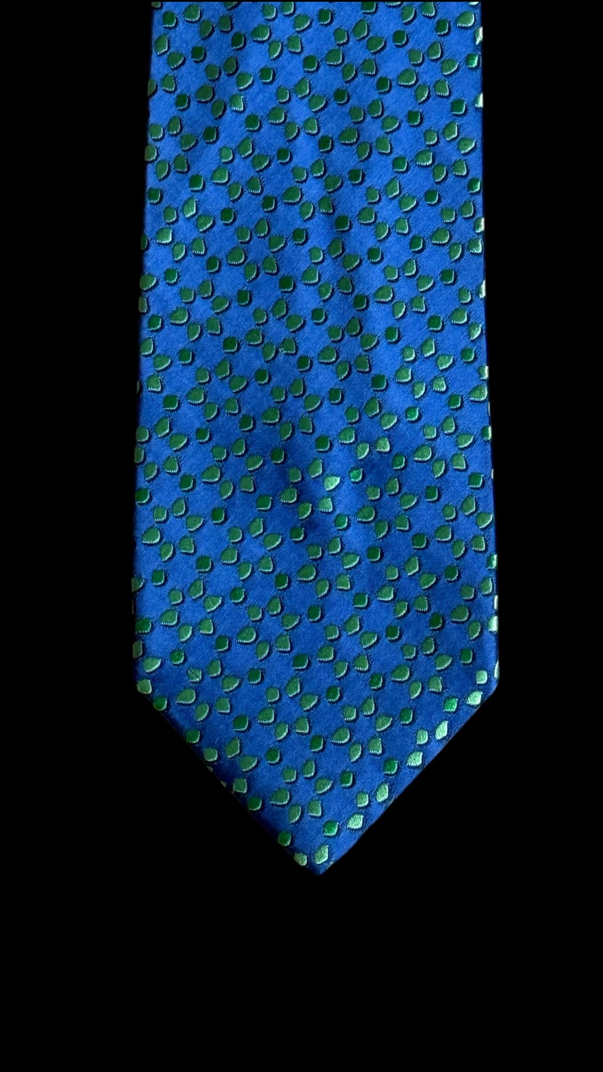 CHARVET Vintage Electric Blue Printed Silk Tie.