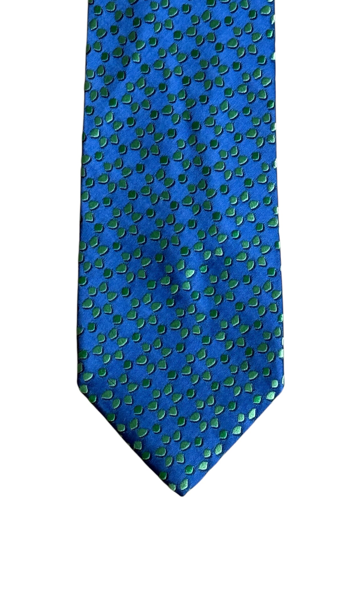 CHARVET Vintage Electric Blue Printed Silk Tie.