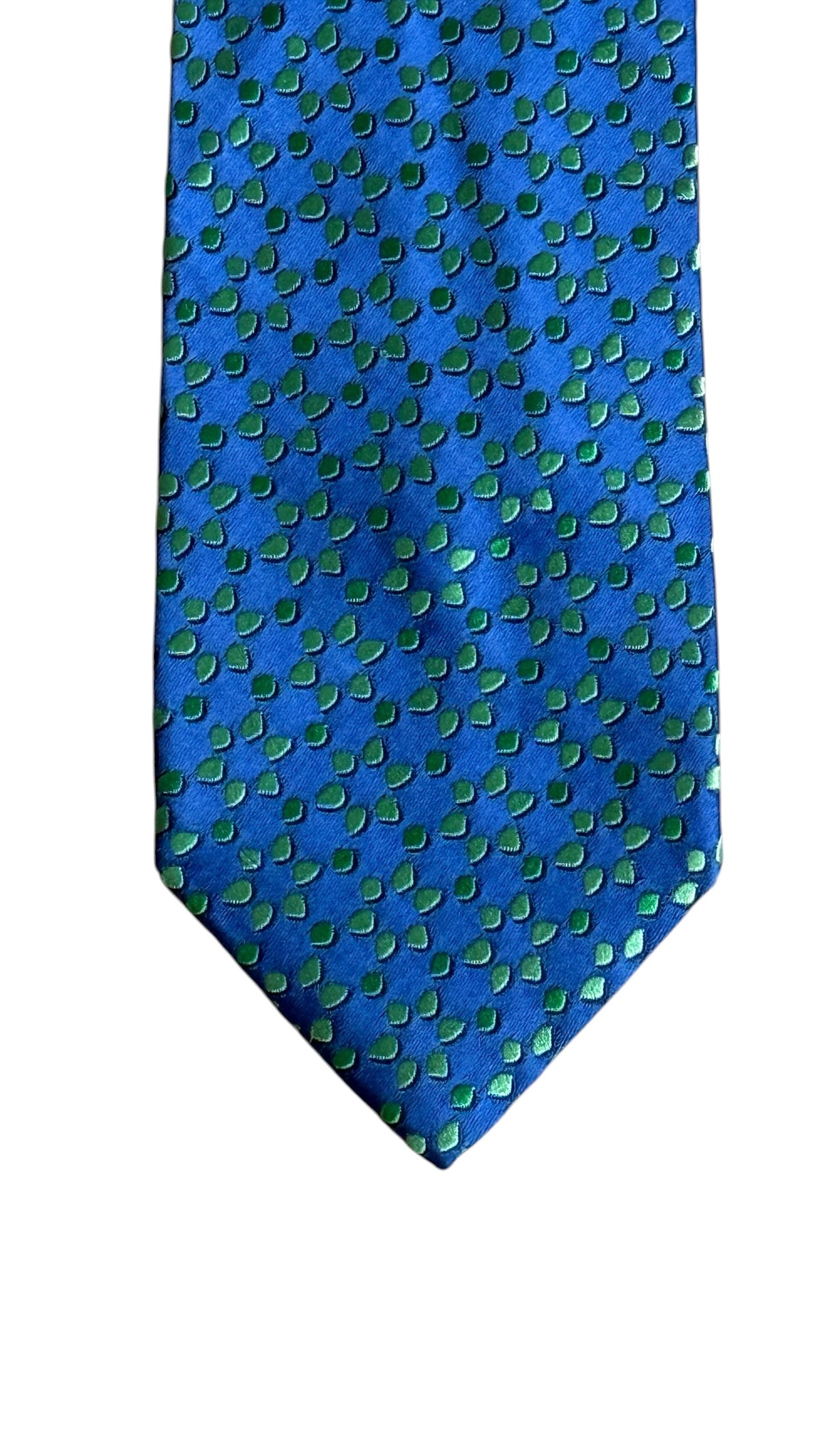 CHARVET Vintage Electric Blue Printed Silk Tie.