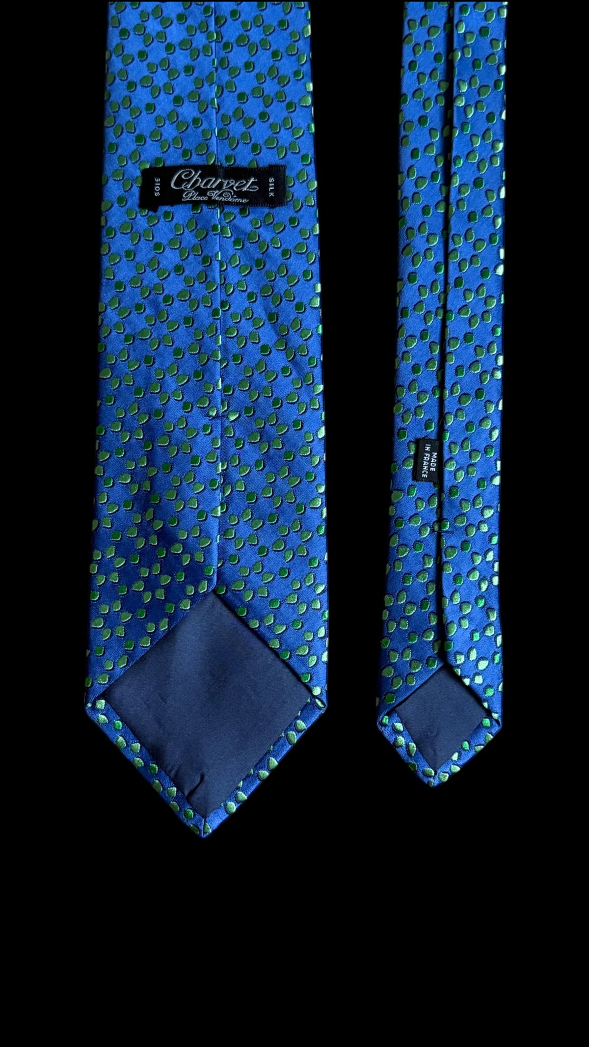 CHARVET Vintage Electric Blue Printed Silk Tie.