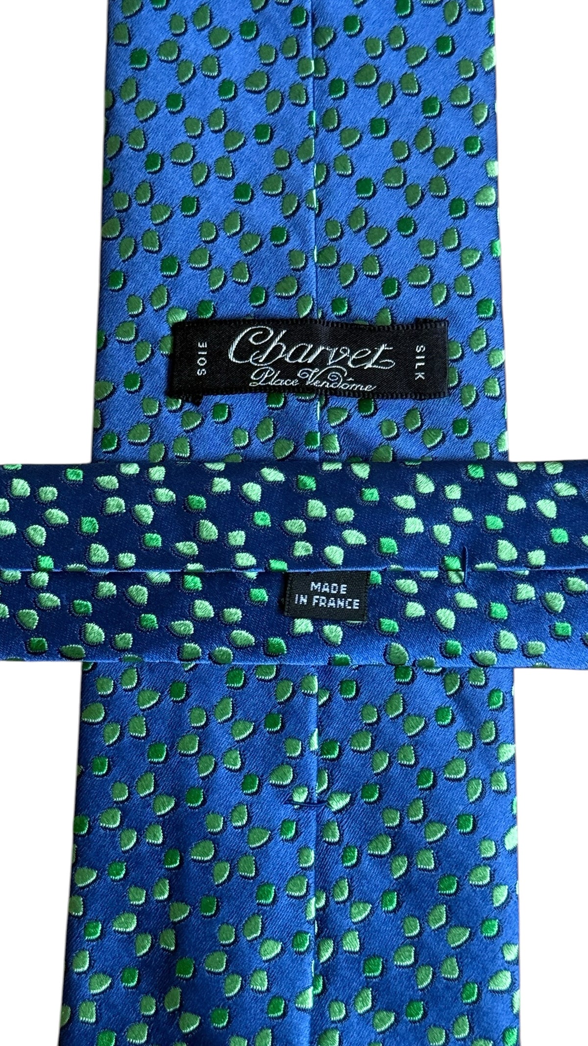 CHARVET Vintage Electric Blue Printed Silk Tie.