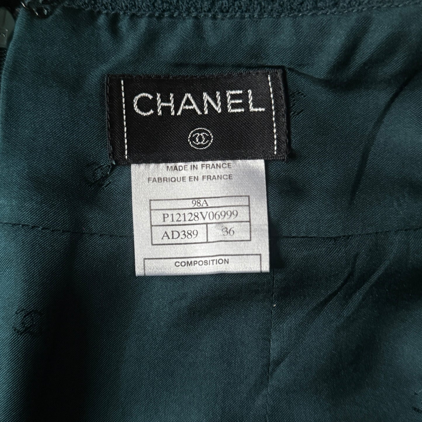CHANEL Vintage Dark Green Skirt Suit. Size 36 (Extra Small).