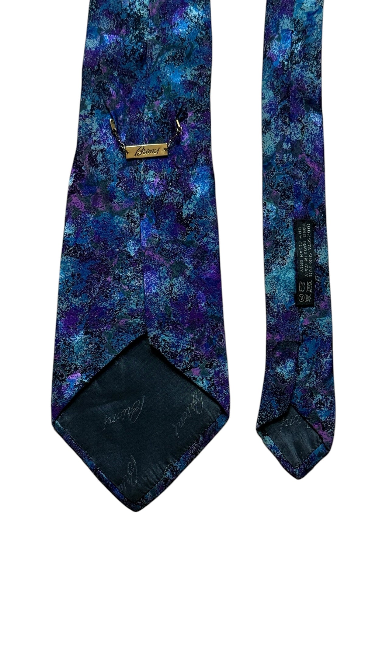 BRIONI Vintage Printed Crepe Silk Jacquard Tie.