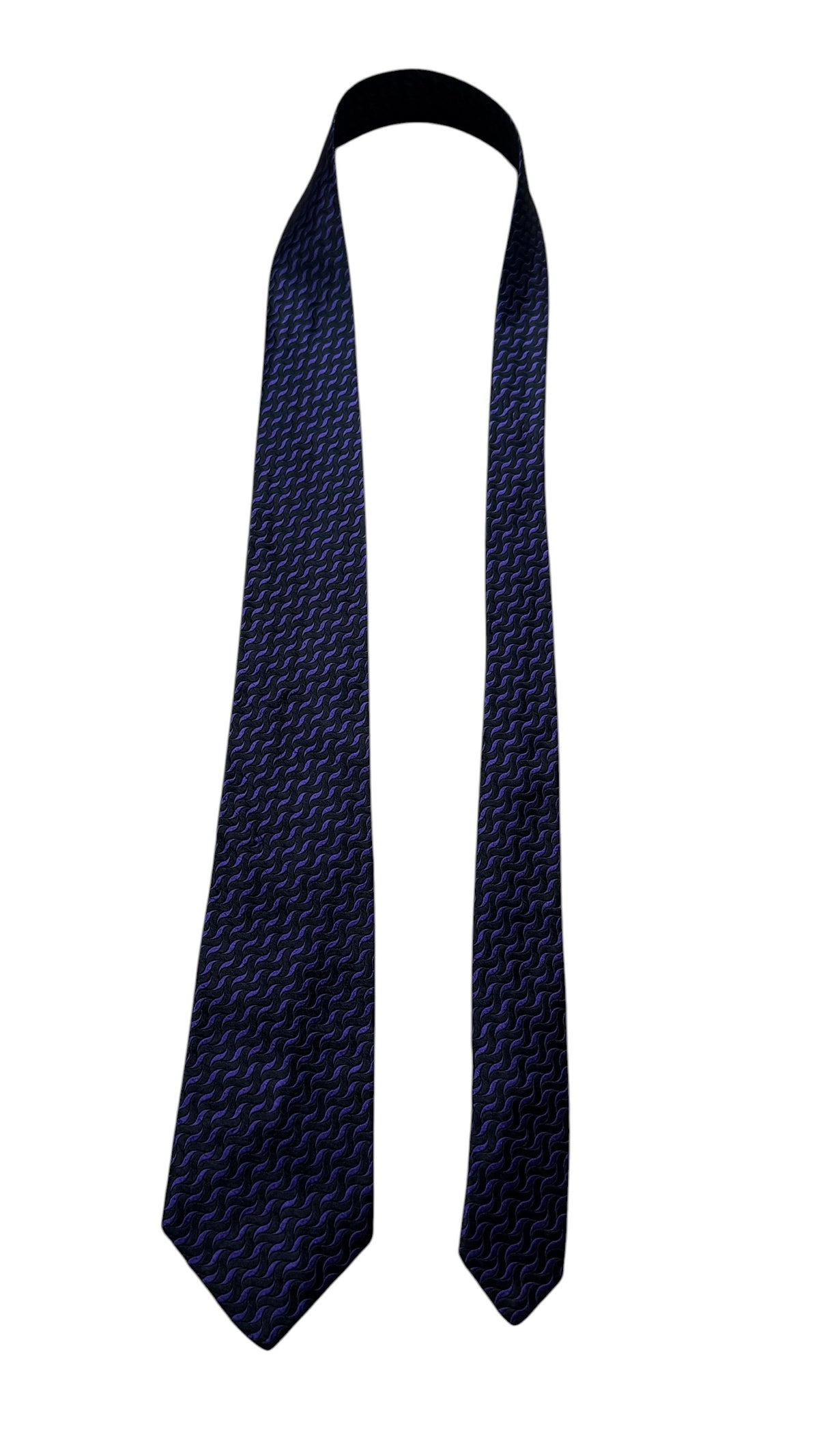 CHARVET Vintage Black Abstract Printed Silk Tie.