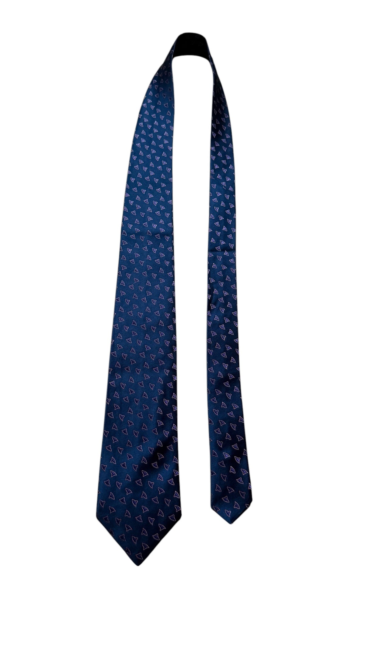 CHARVET Vintage Navy blue Abstract Printed Silk Tie.