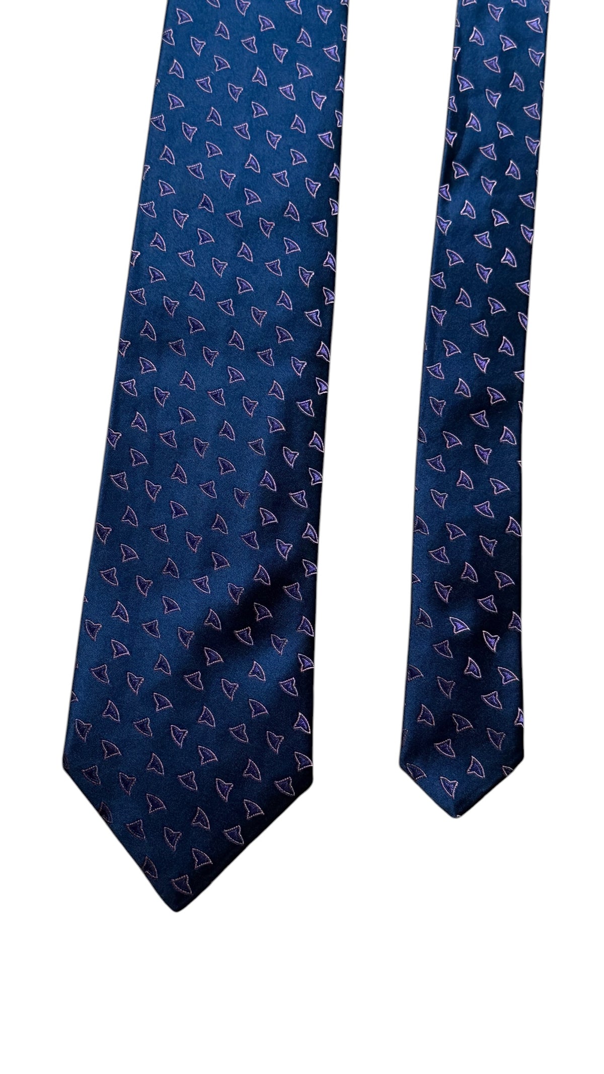 CHARVET Vintage Navy blue Abstract Printed Silk Tie.