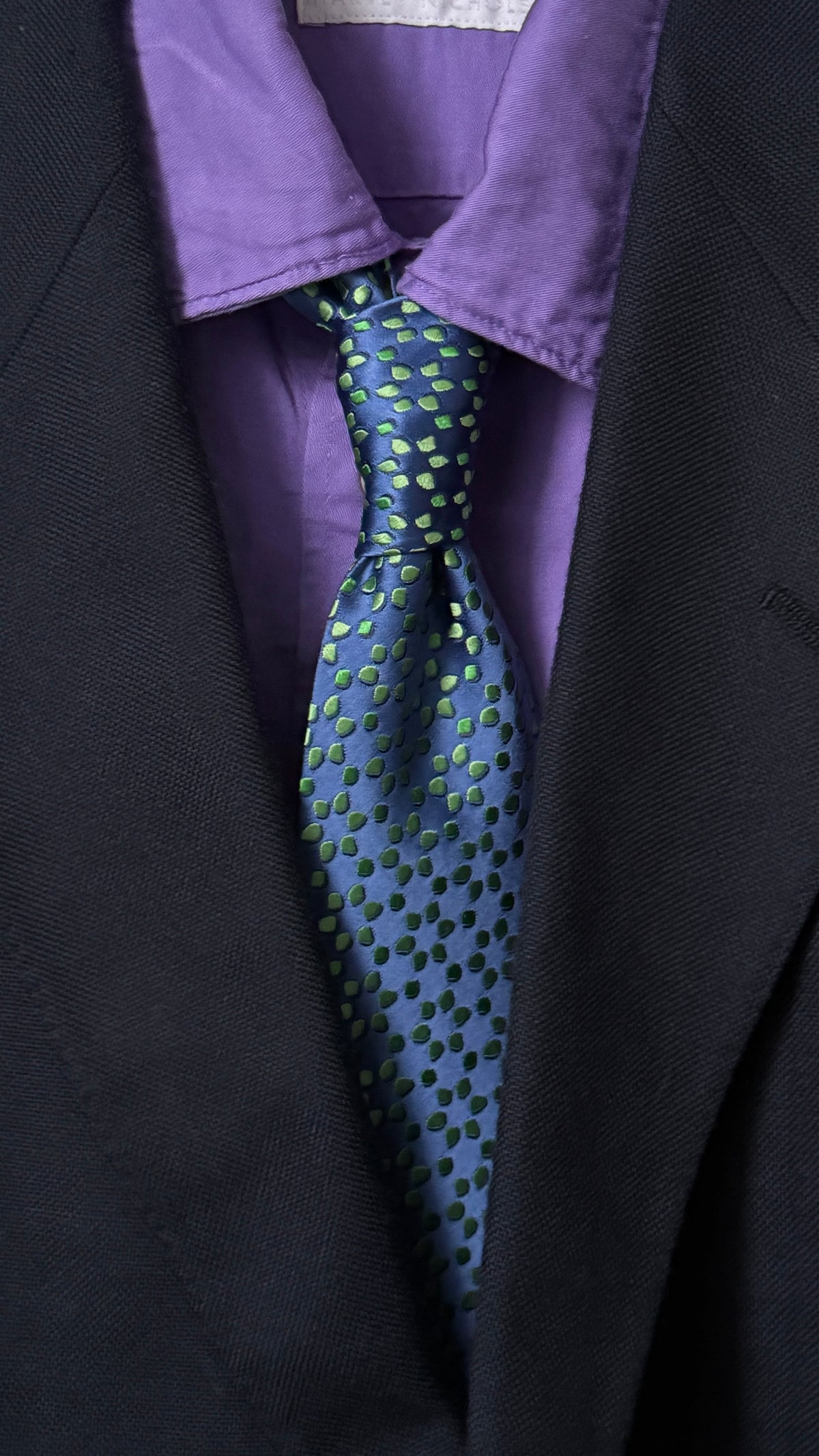 CHARVET Vintage Electric Blue Printed Silk Tie.