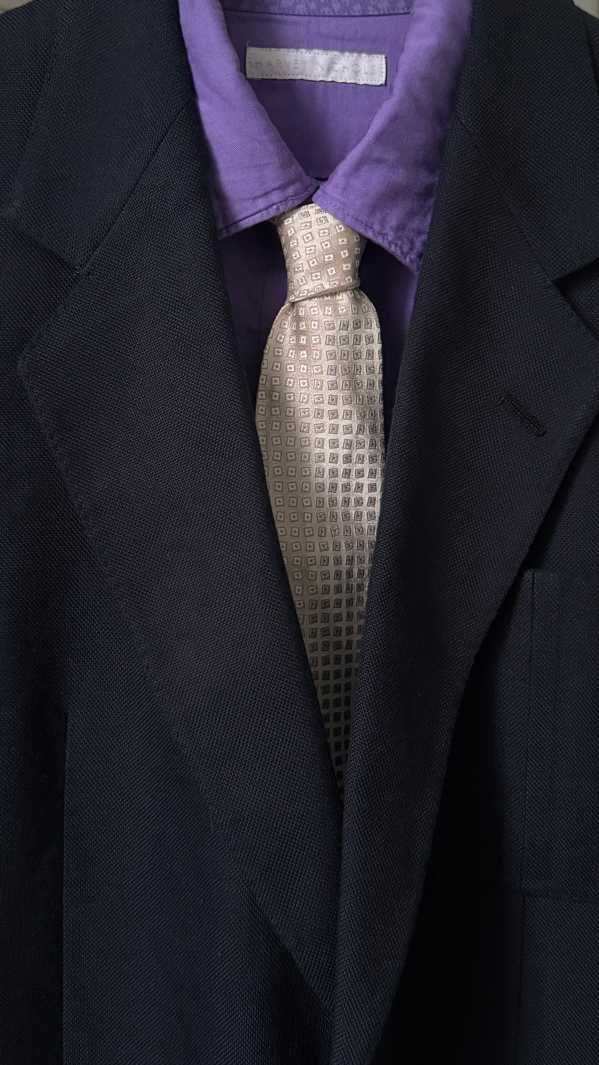 FINAMORE 7-Fold Printed Silk Tie. Vintage